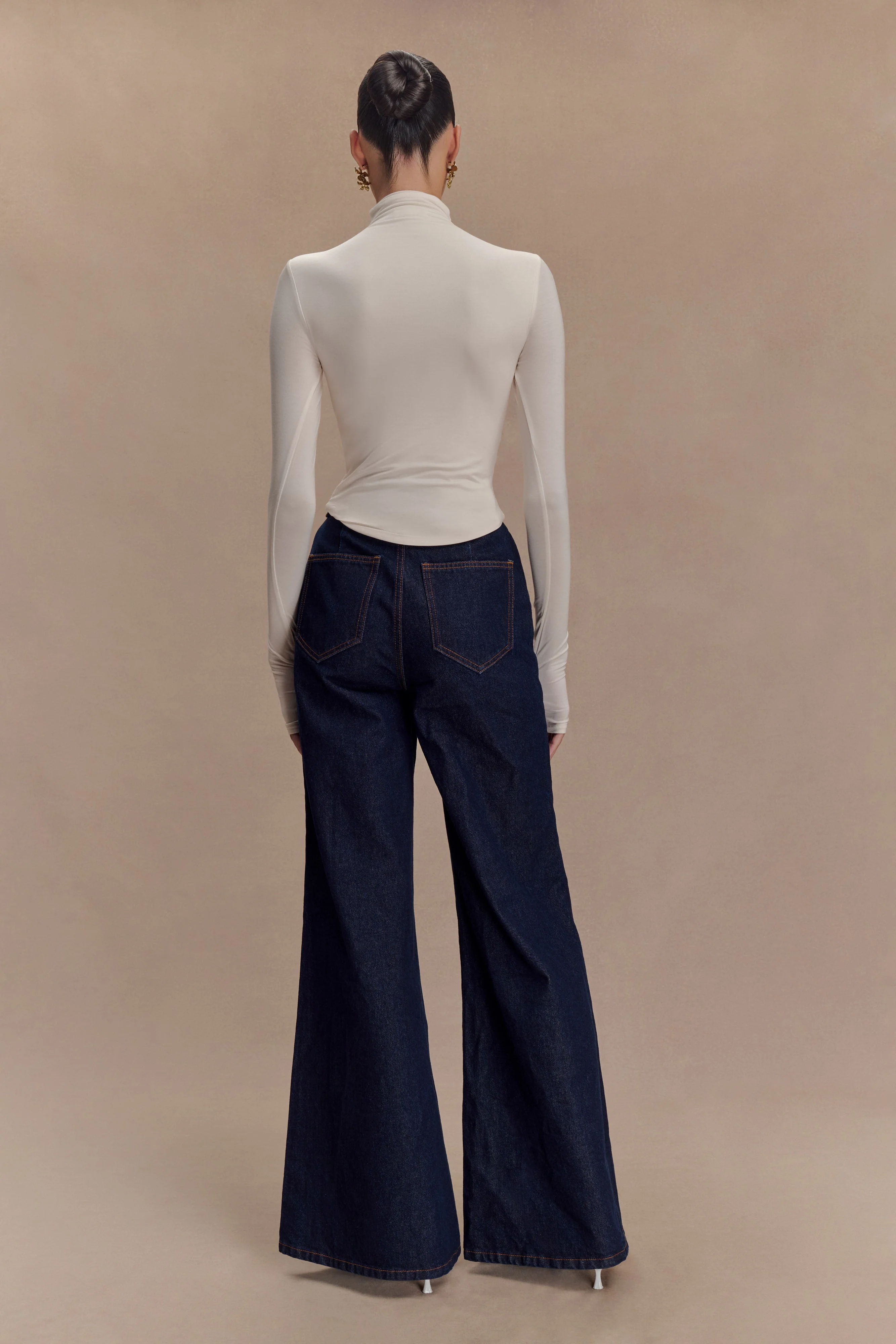 Ember Modal Long Sleeve High Neck Top - Ivory - Image 6