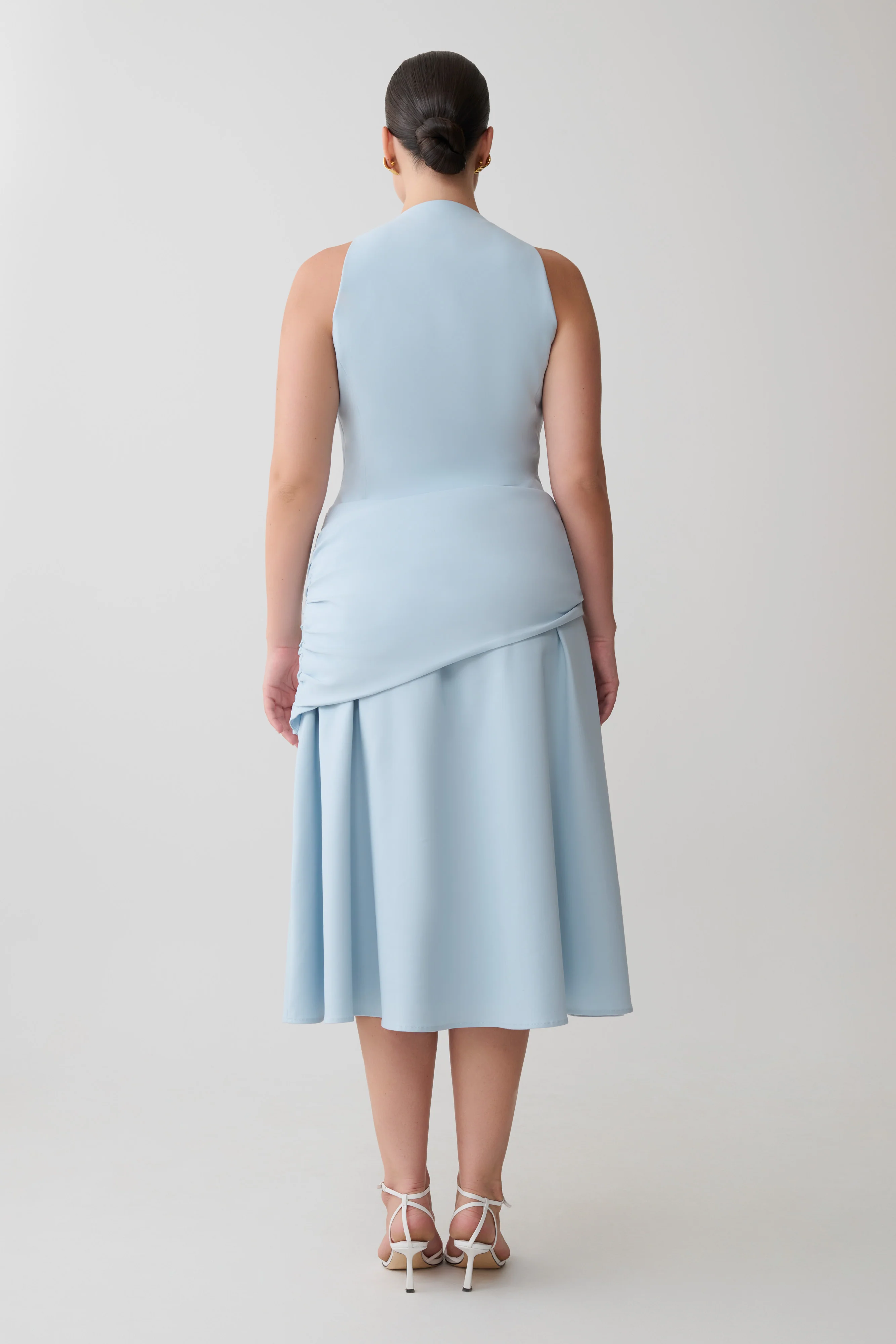 Emily Wrapped Waist Midi Dress - Sky Blue - Image 6