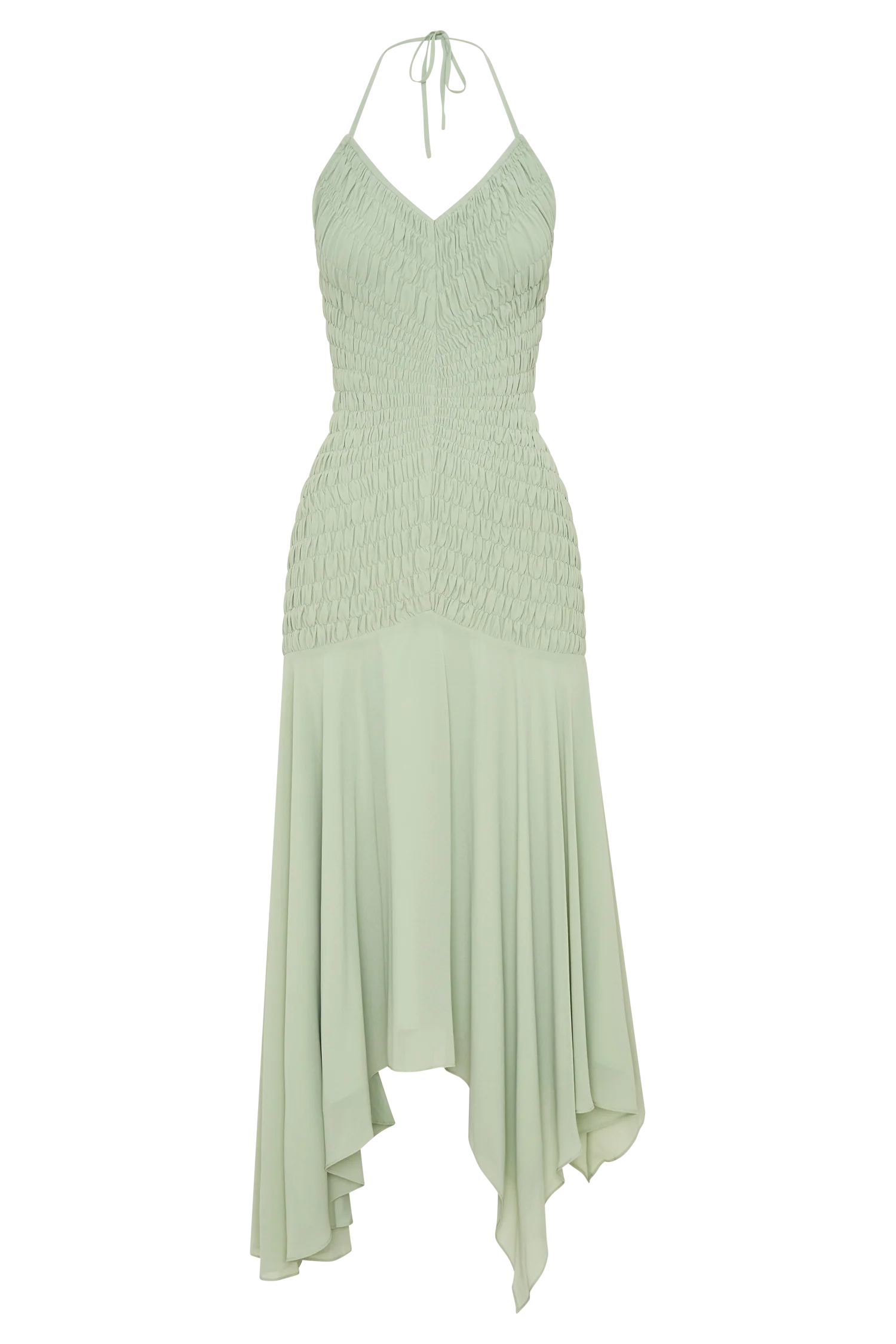 Evelyn Shirred Chiffon Maxi Dress - Sage - Image 12