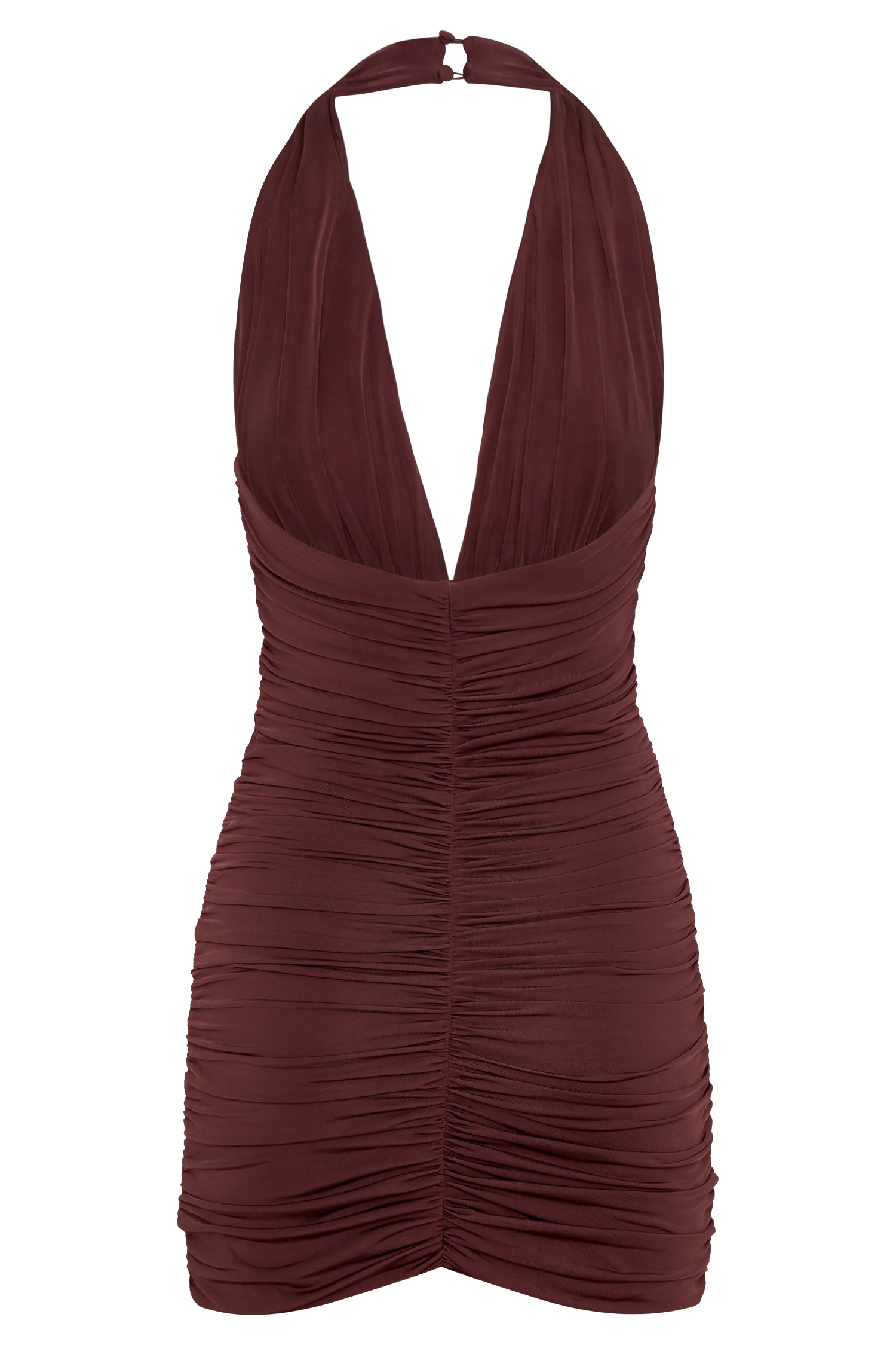 Fleur Ruched Slinky Mini Dress - Mahogany - Image 9