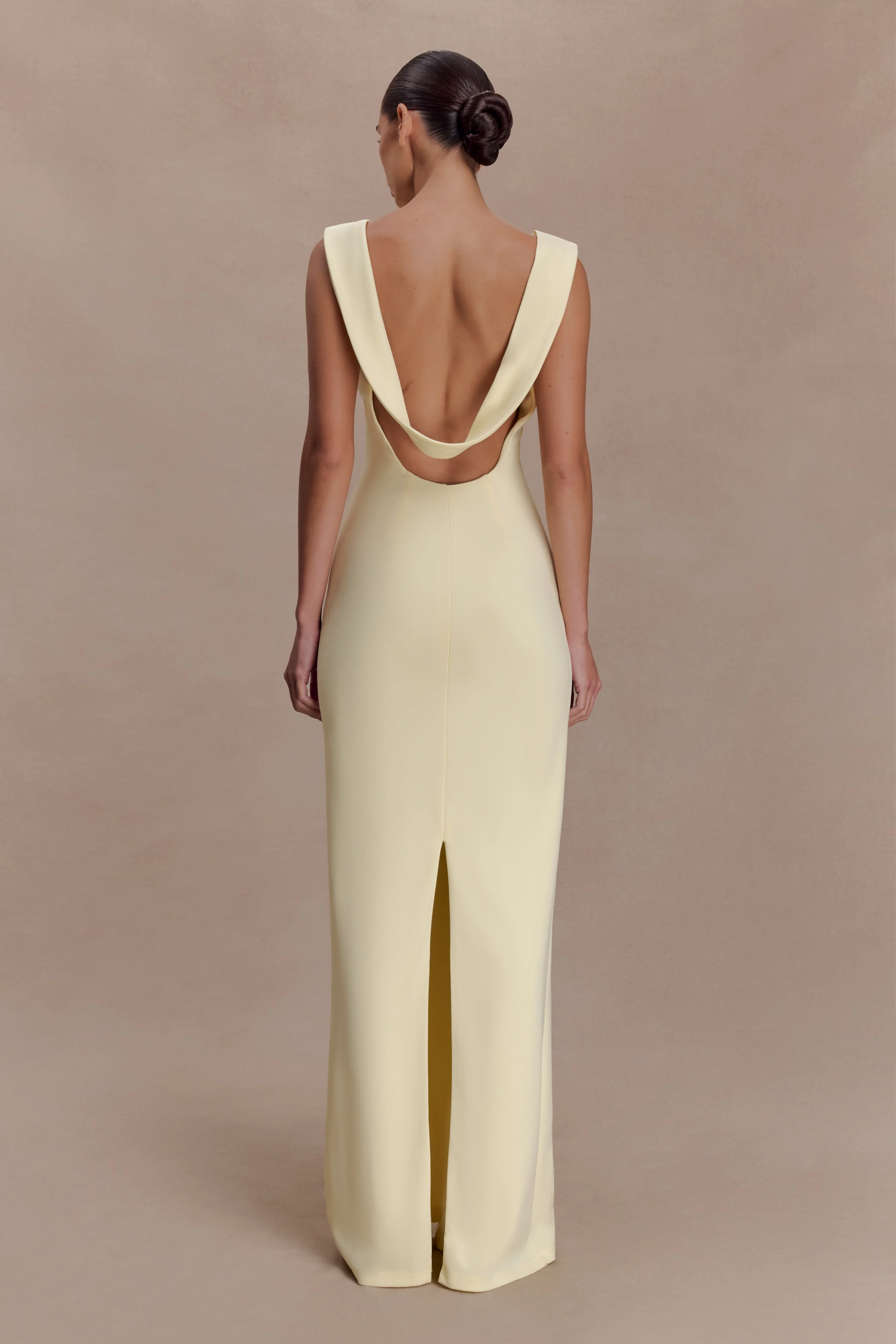 Galilea Crepe Draped Maxi Dress - Lemon - Image 3
