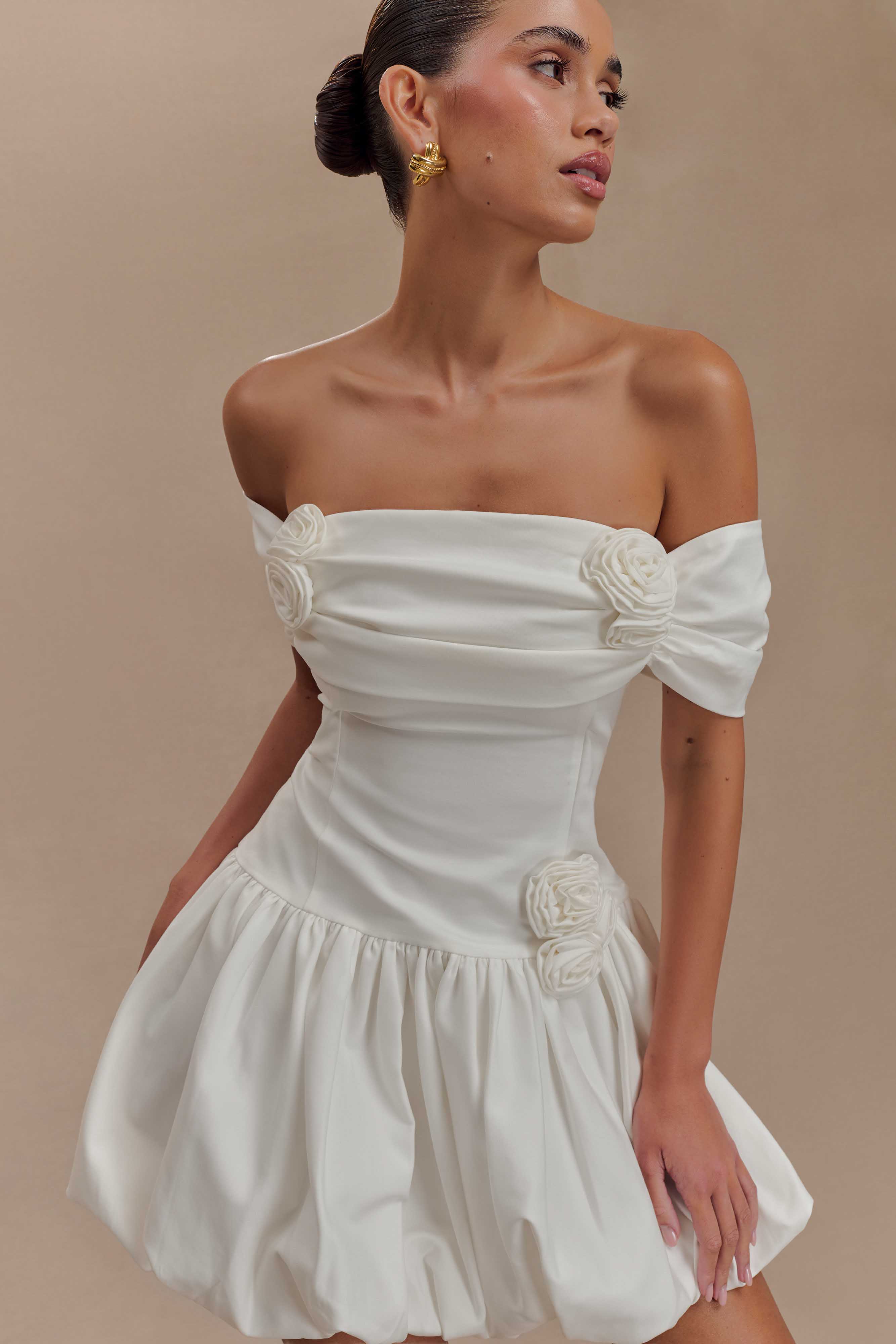 Giovanna Off Shoulder Mini Dress - White - Image 3