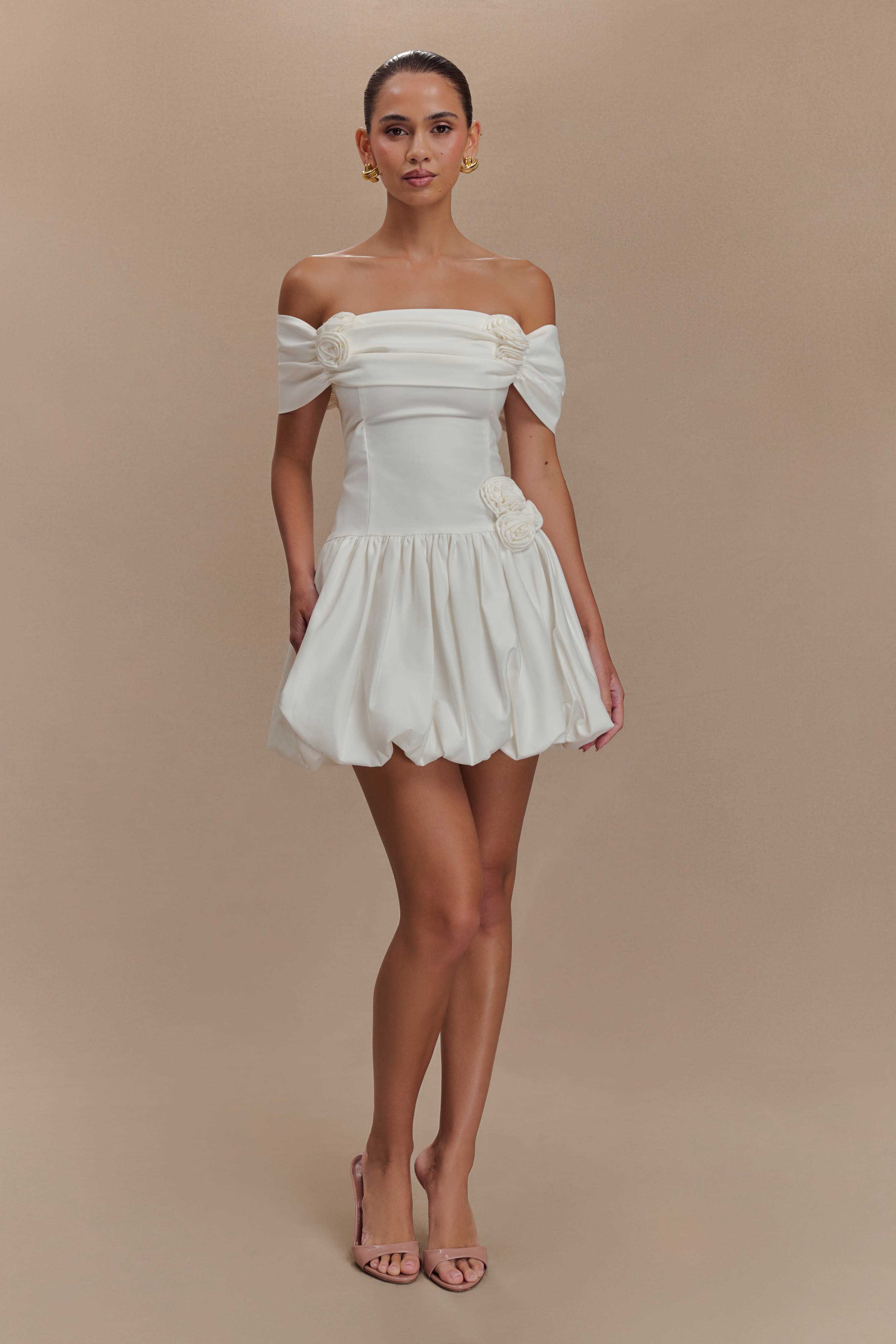 Giovanna Off Shoulder Mini Dress - White - Image 5