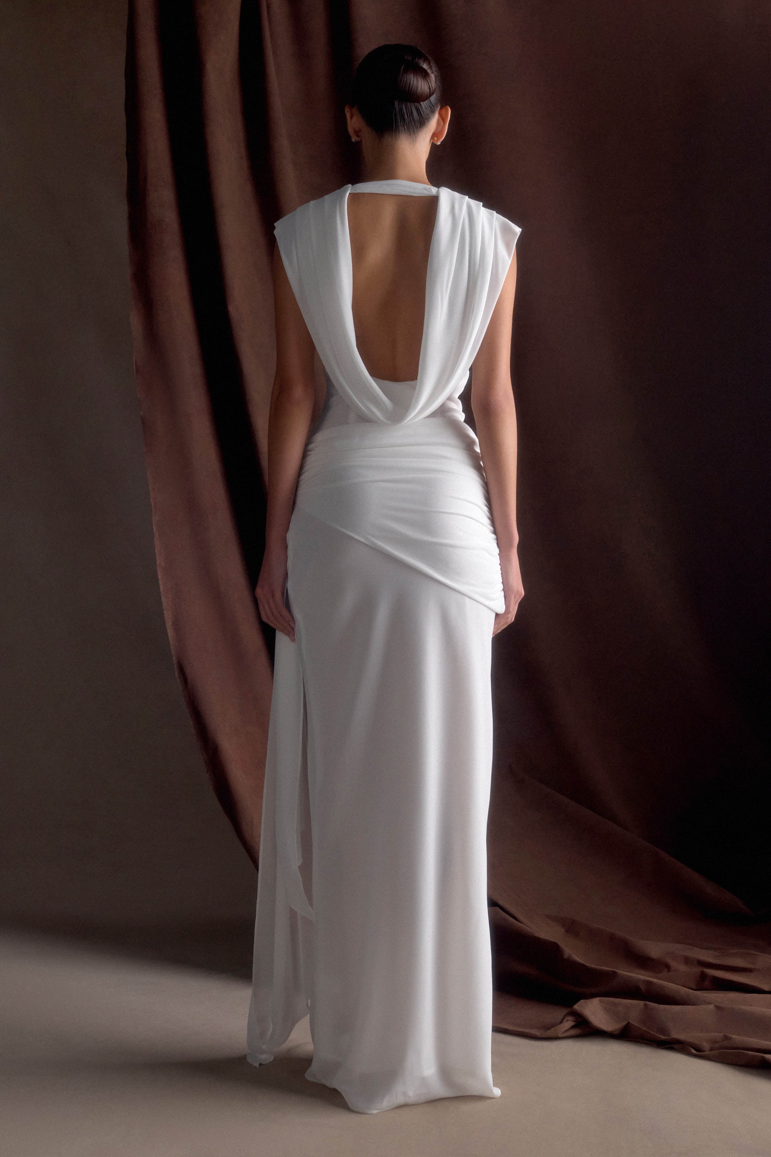 Giulia Chiffon Draped Maxi Dress - White - Image 4