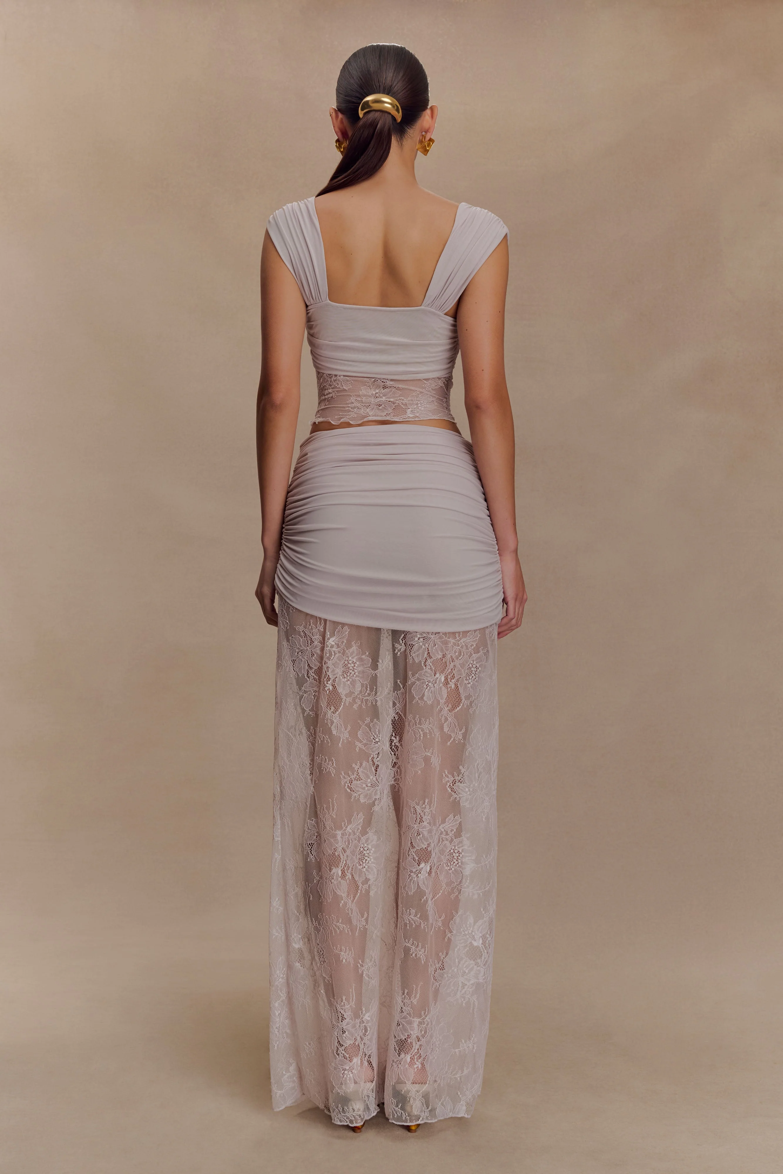 Guinevere Lace And Mesh Top - Lilac - Image 5