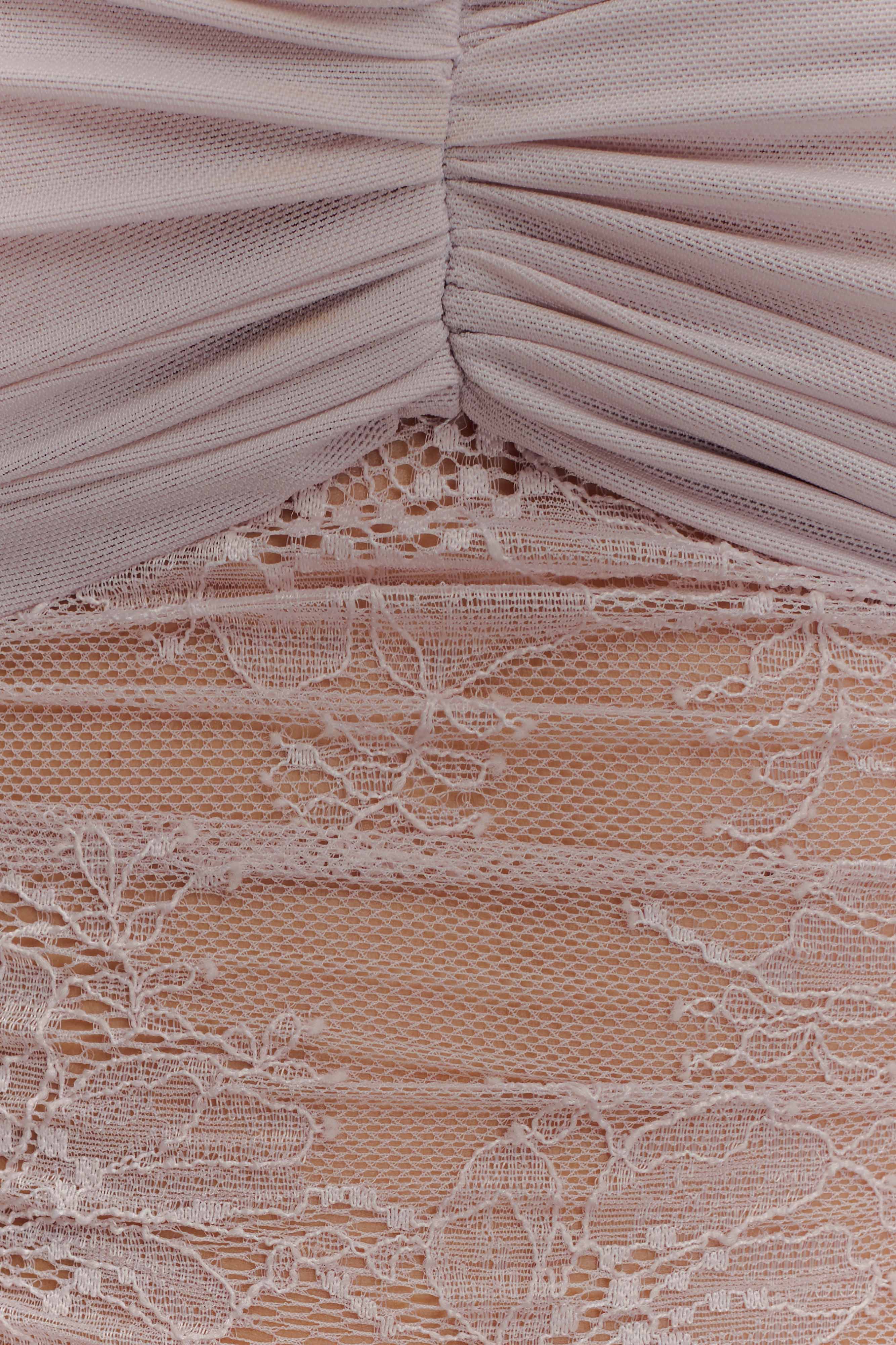 Guinevere Lace And Mesh Top - Lilac - Image 7