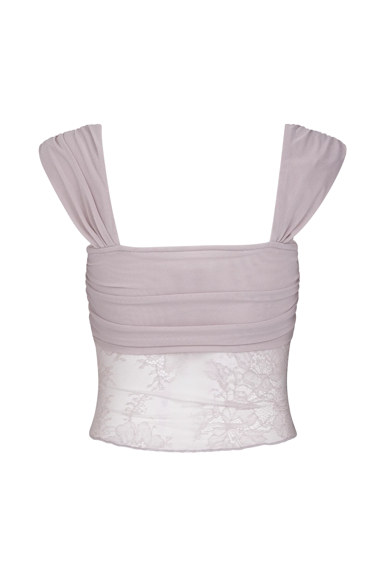 Guinevere Lace And Mesh Top - Lilac - Image 8