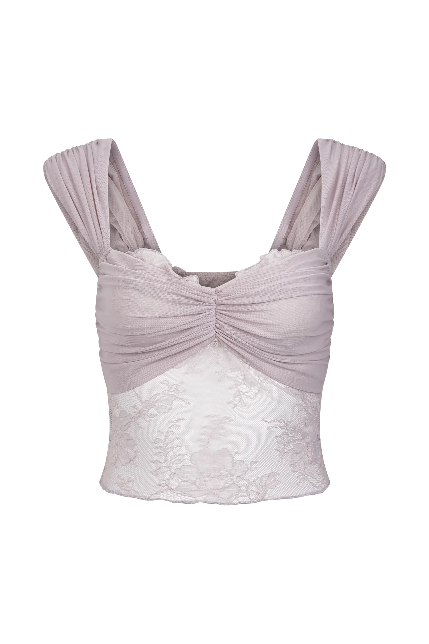 Guinevere Lace And Mesh Top - Lilac - Image 9
