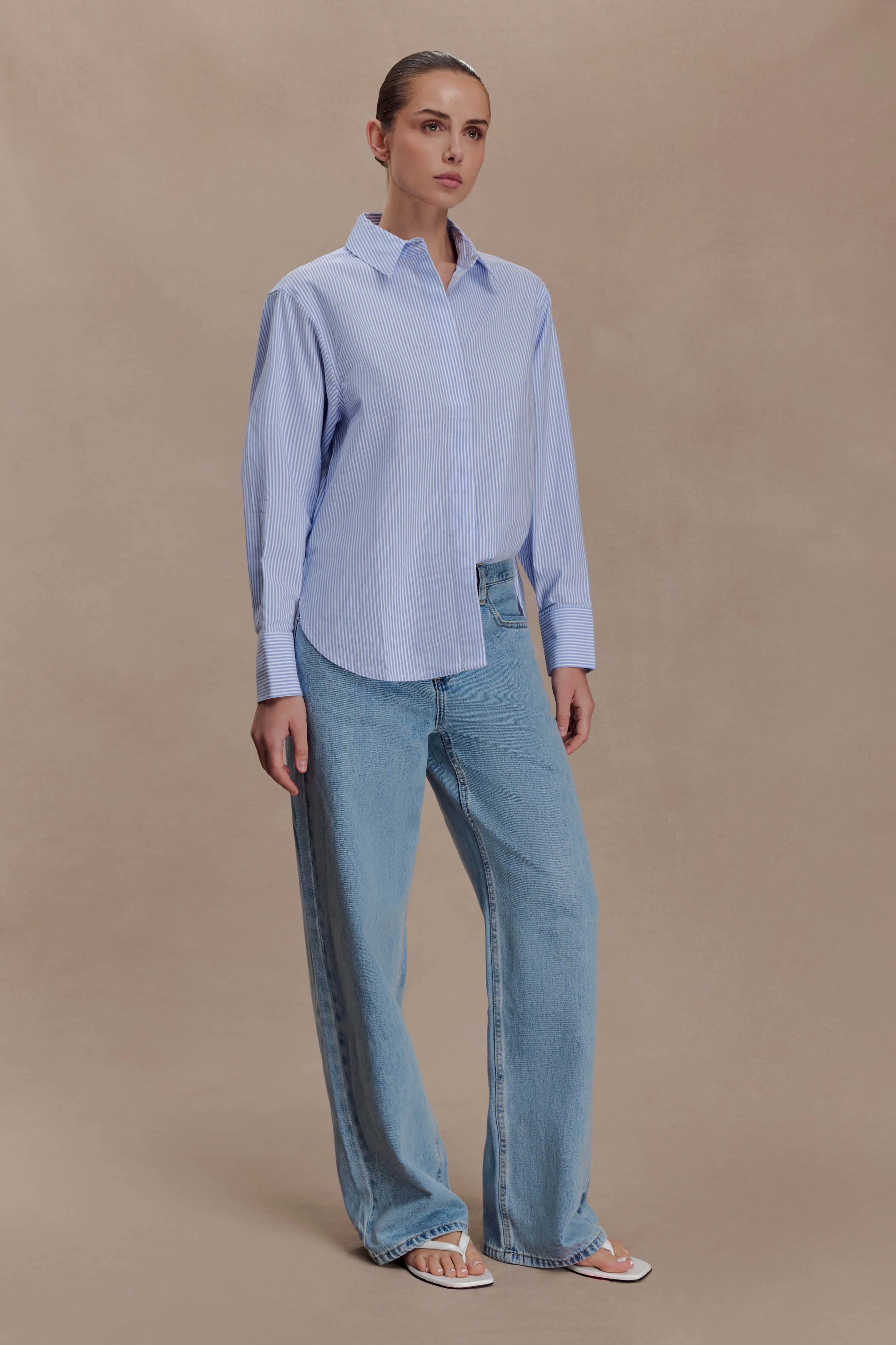 Hansen Oversized Shirt - Blue Pinstripe - Image 3