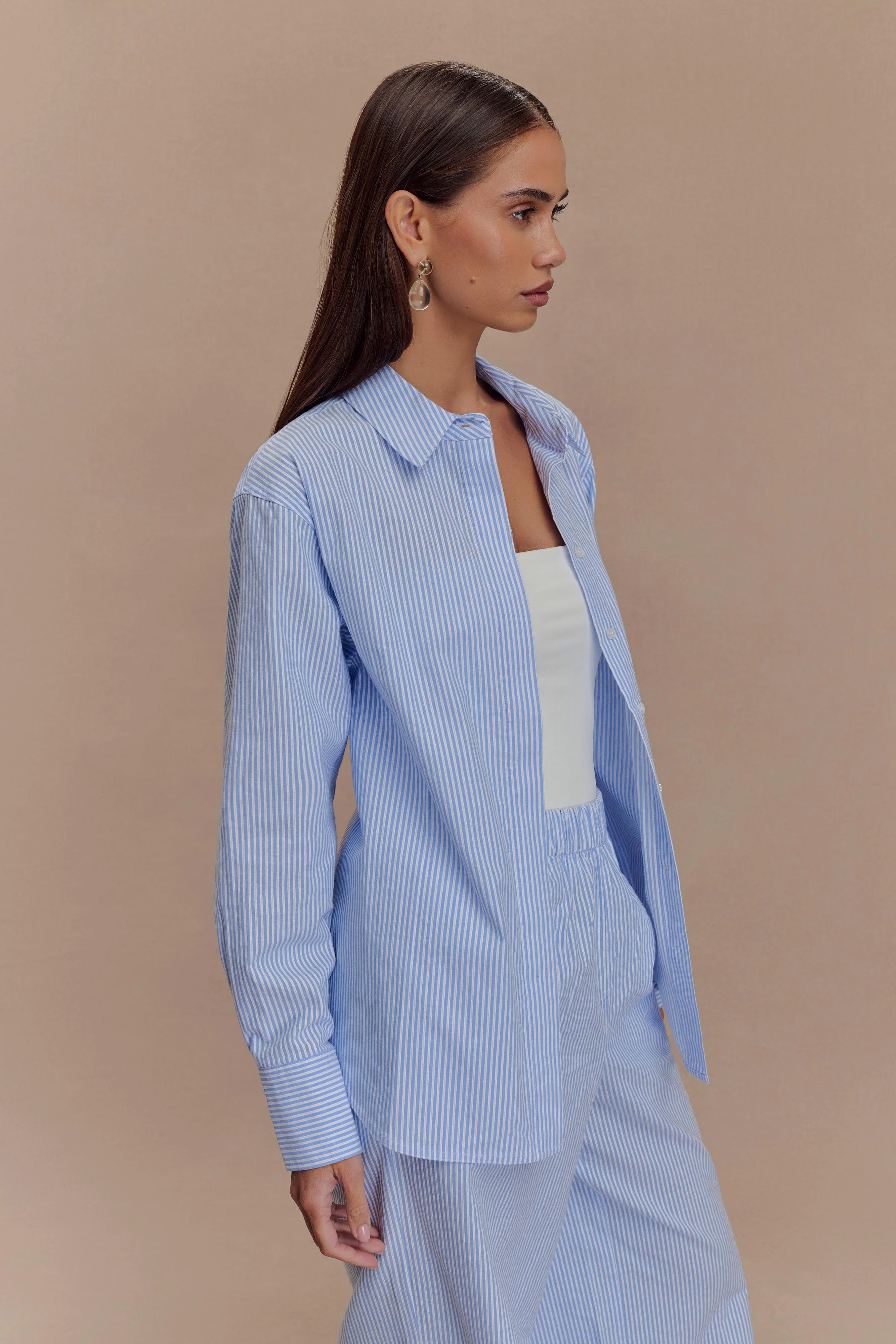 Hansen Oversized Shirt - Blue Pinstripe - Image 7
