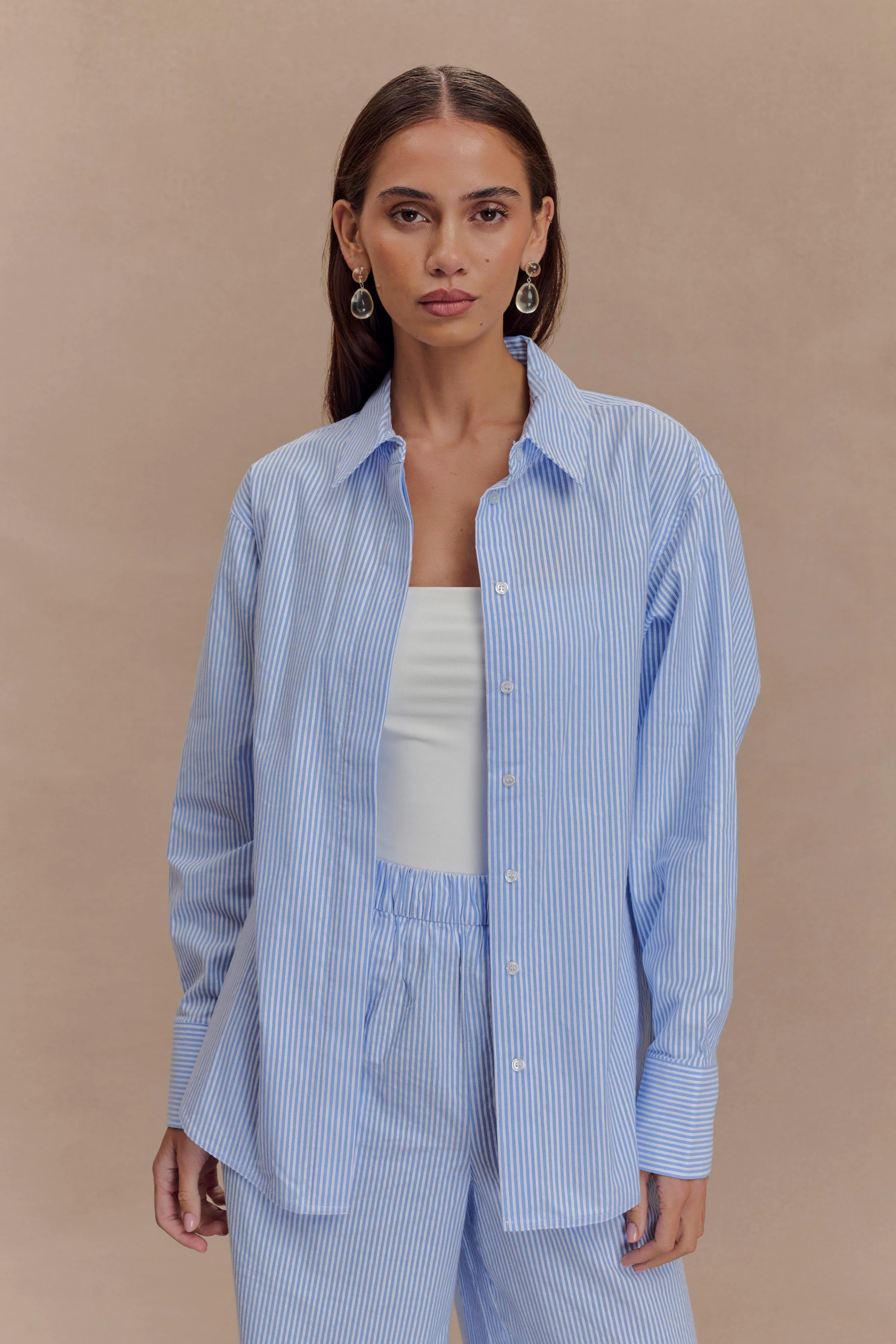 Hansen Oversized Shirt - Blue Pinstripe - Image 8