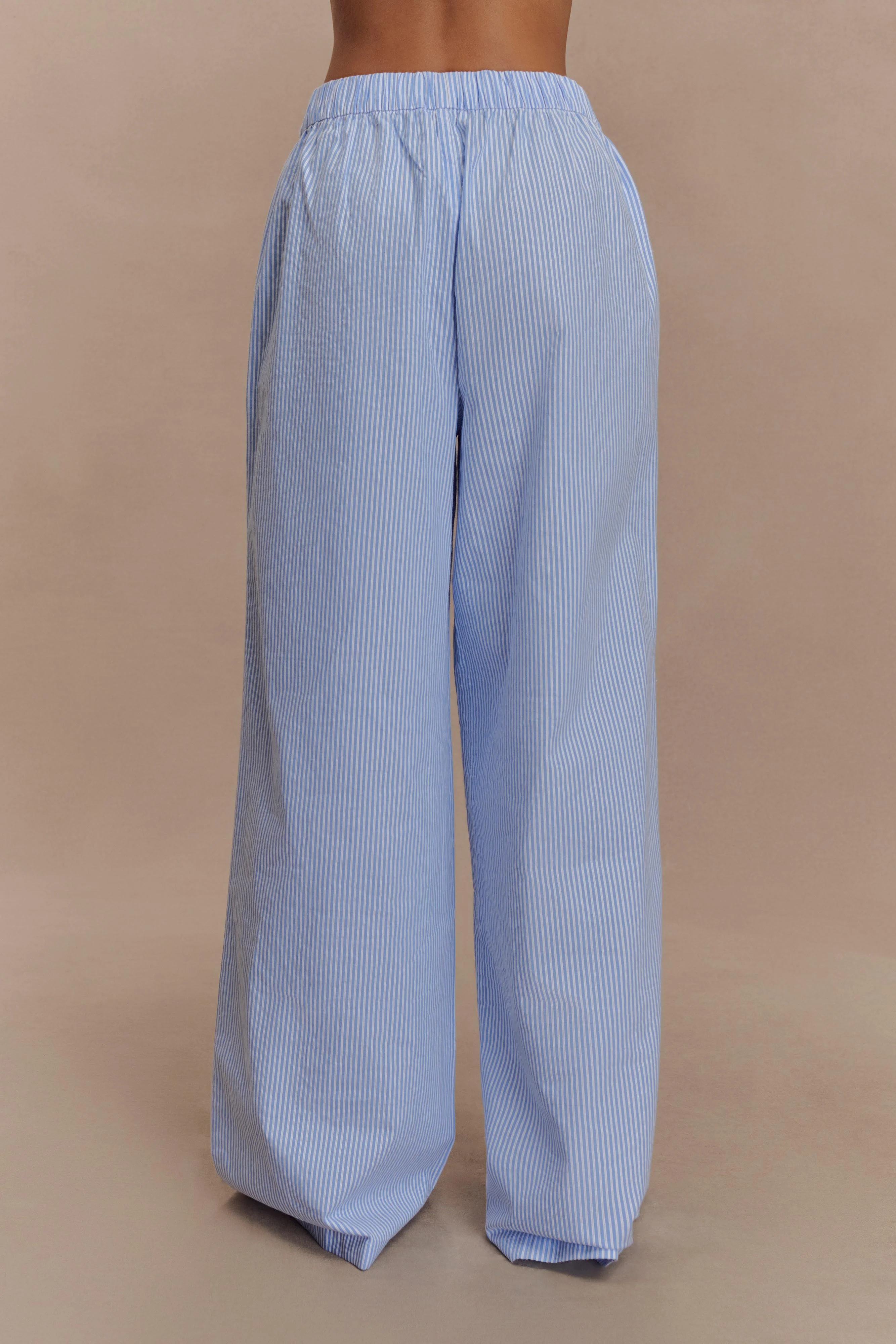 Hansen Wide Leg Pants - Blue Pinstripe - Image 2