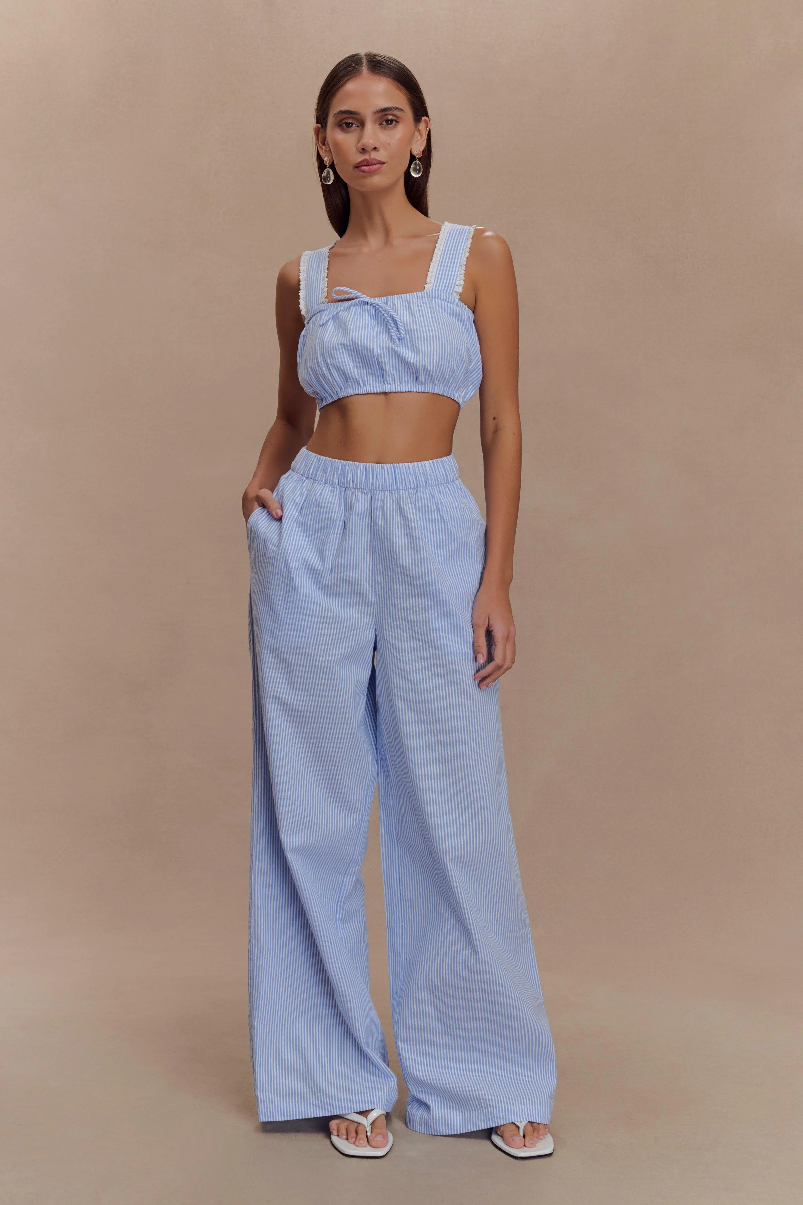 Hansen Wide Leg Pants - Blue Pinstripe - Image 3