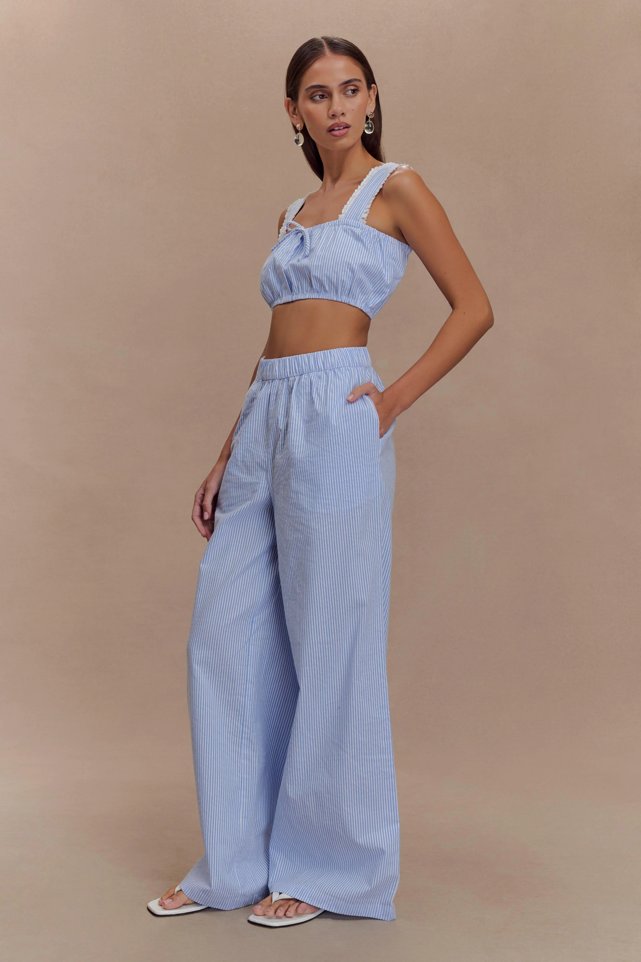 Hansen Wide Leg Pants - Blue Pinstripe - Image 4