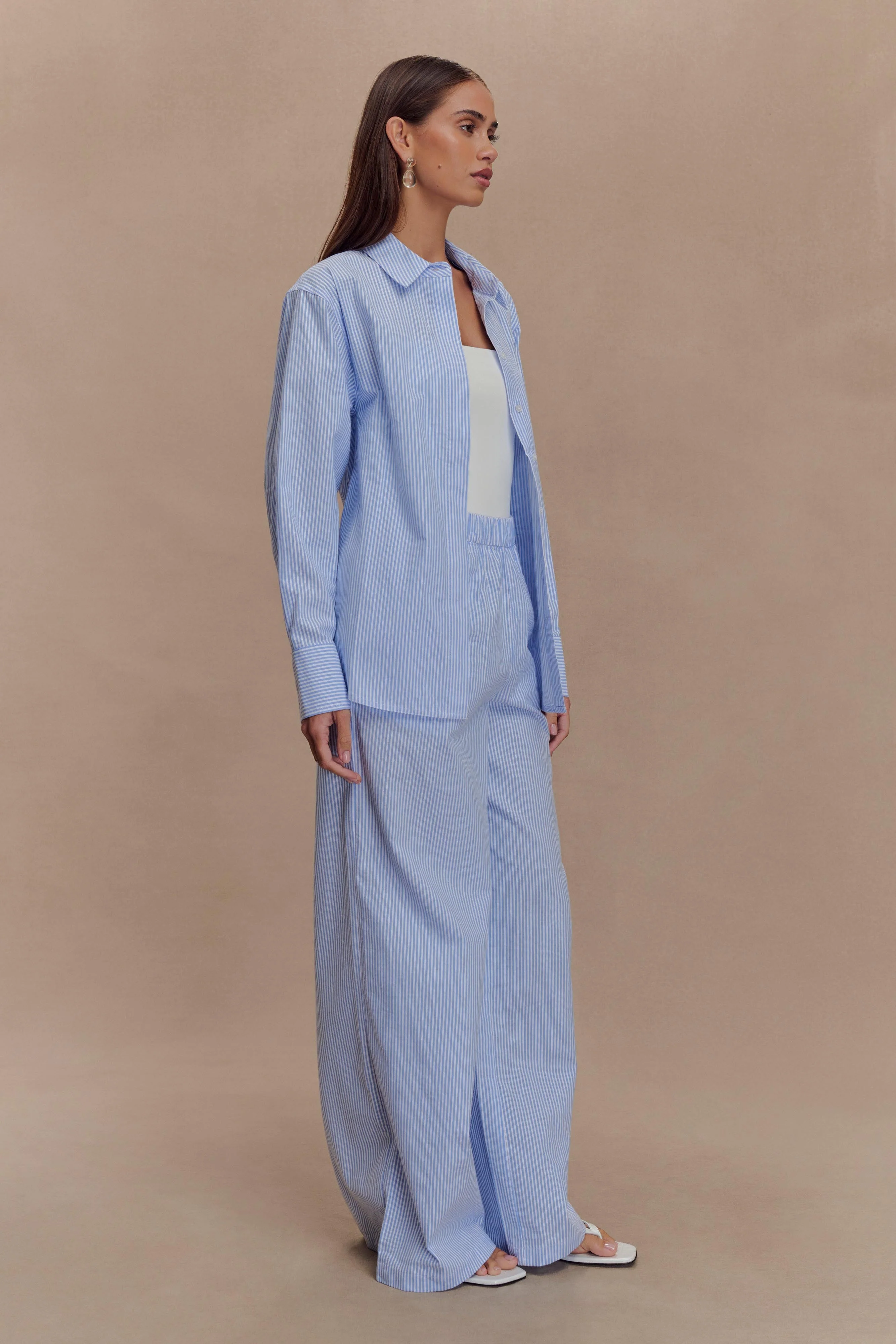 Hansen Wide Leg Pants - Blue Pinstripe - Image 5