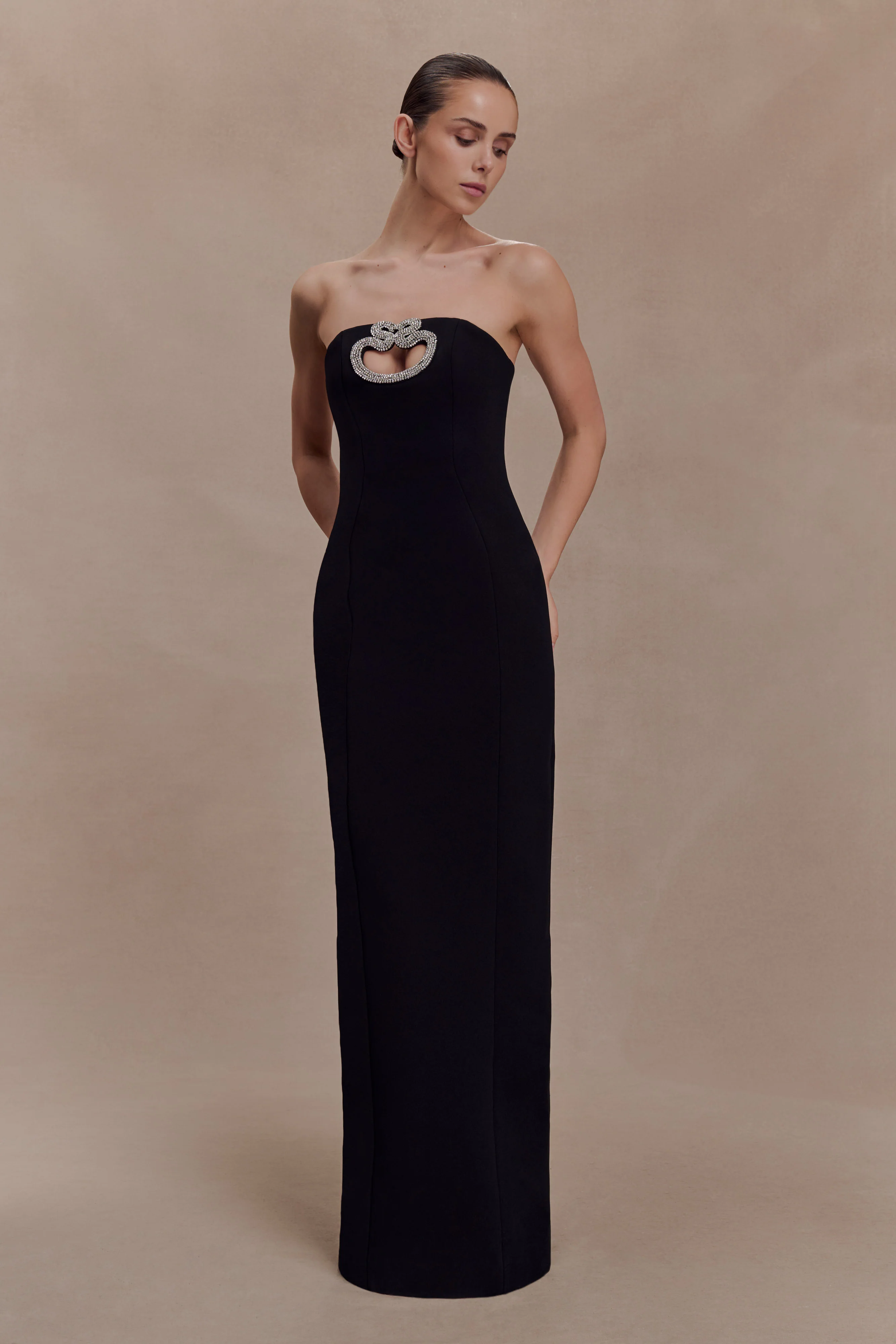 Hilda Embellished Strapless Maxi Dress - Black - Image 4