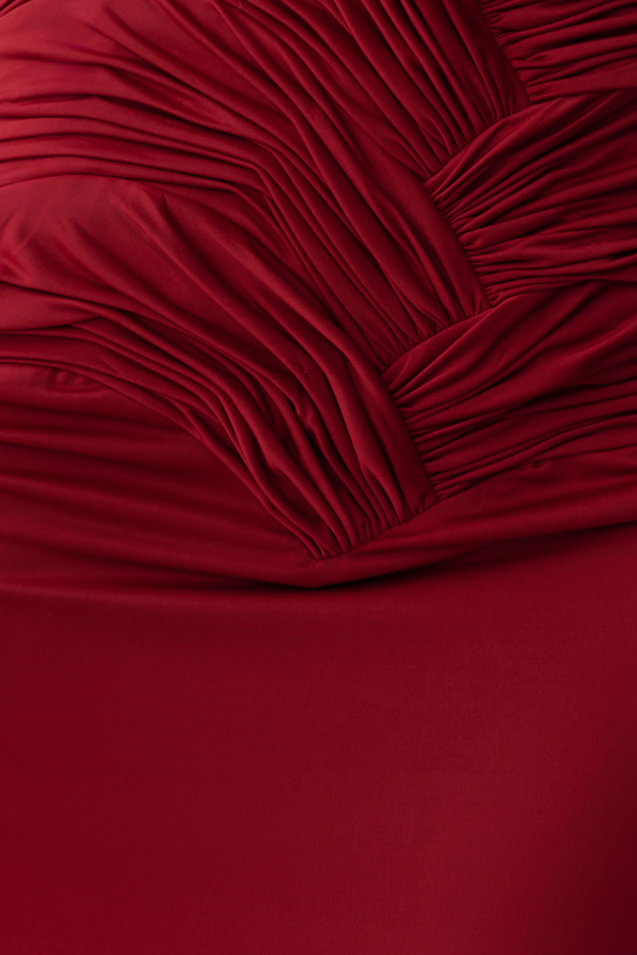 Hoai Gathered Slinky Halter Maxi Dress - Deep Red - Image 10