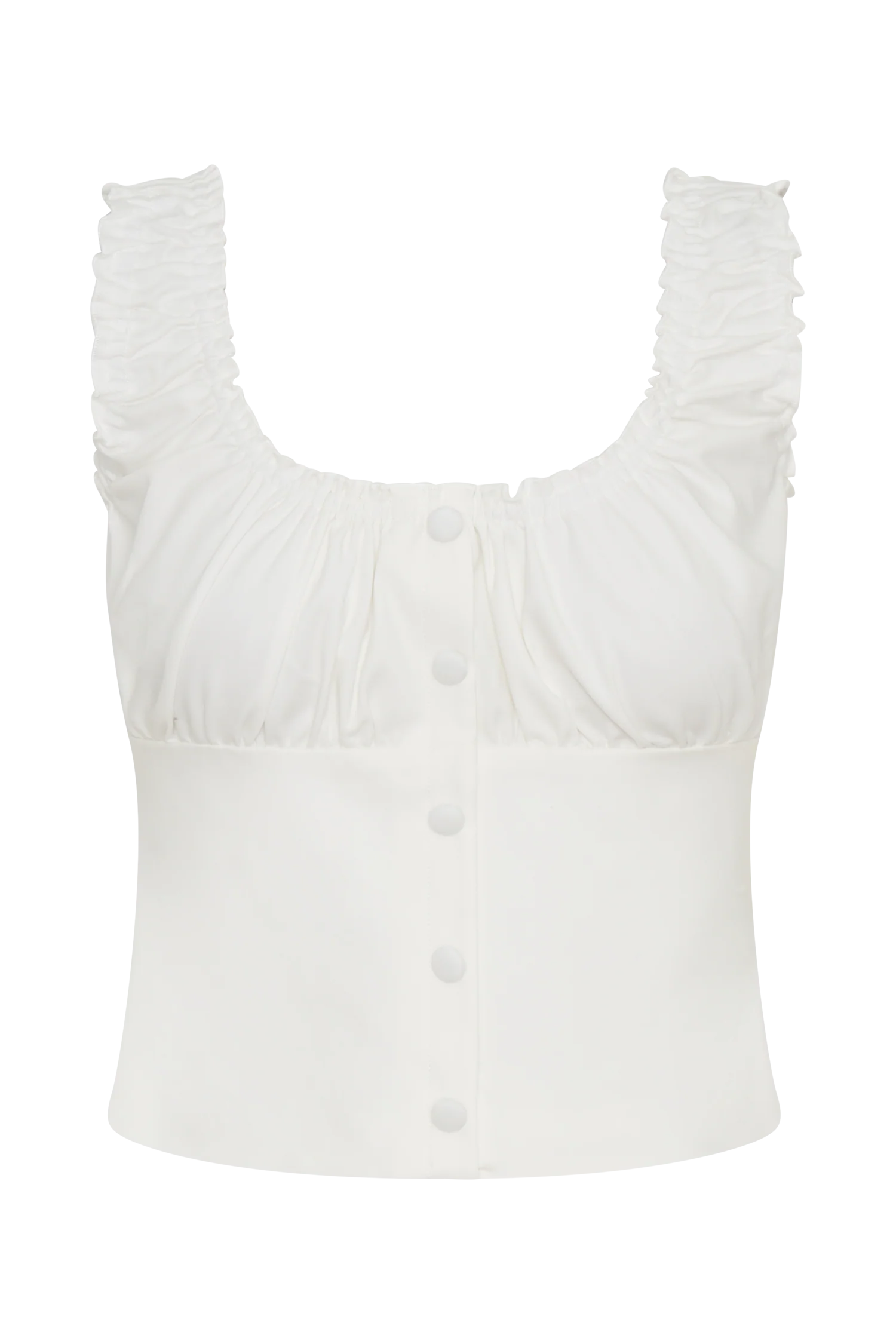 Ines Sleeveless Ruched Top - White - Image 7