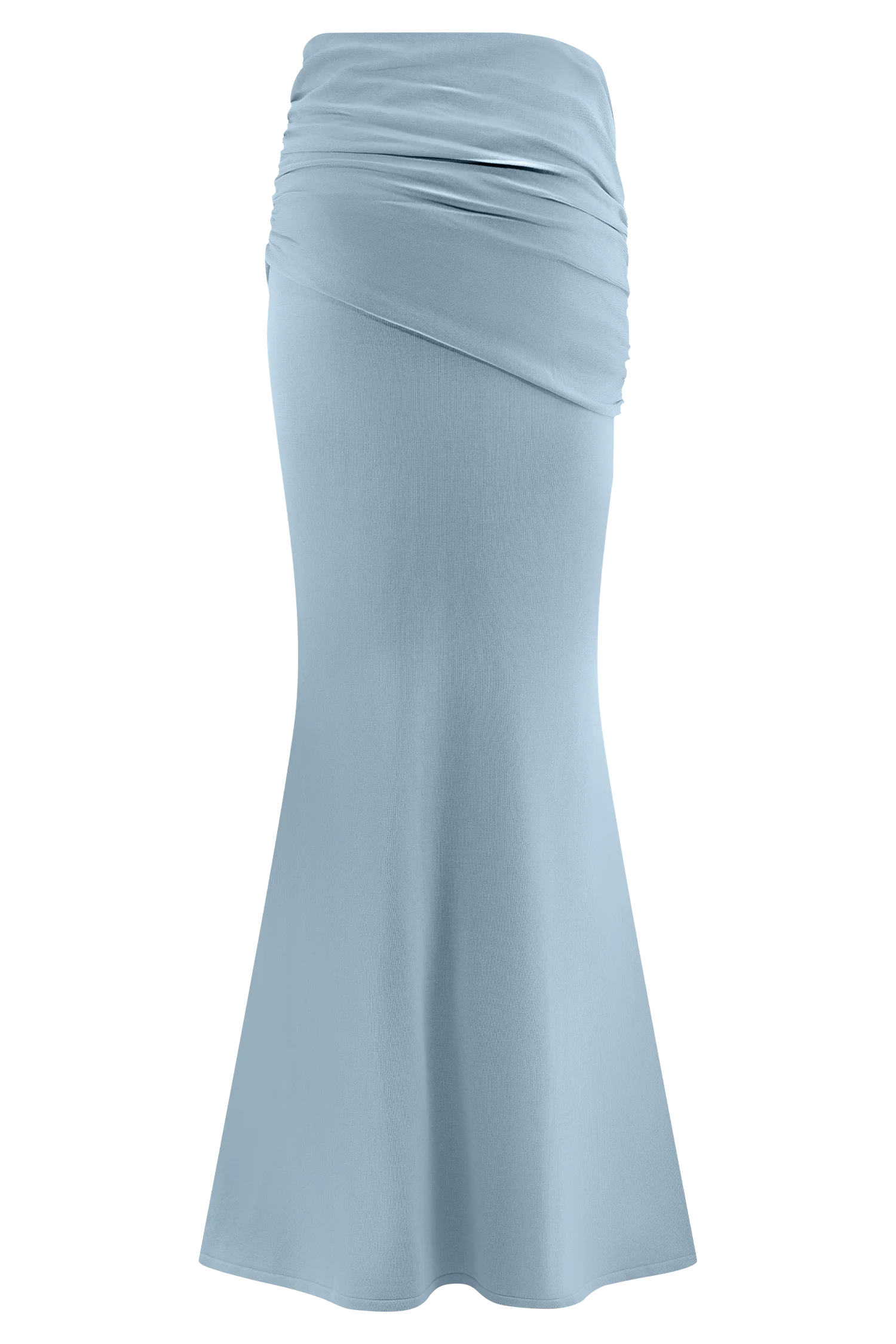 Irene Gathered Knit Maxi Skirt - Blue - Image 8