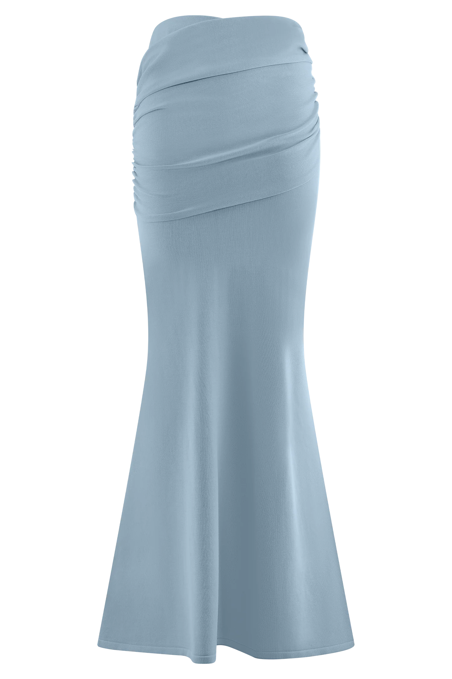 Irene Gathered Knit Maxi Skirt - Blue - Image 9