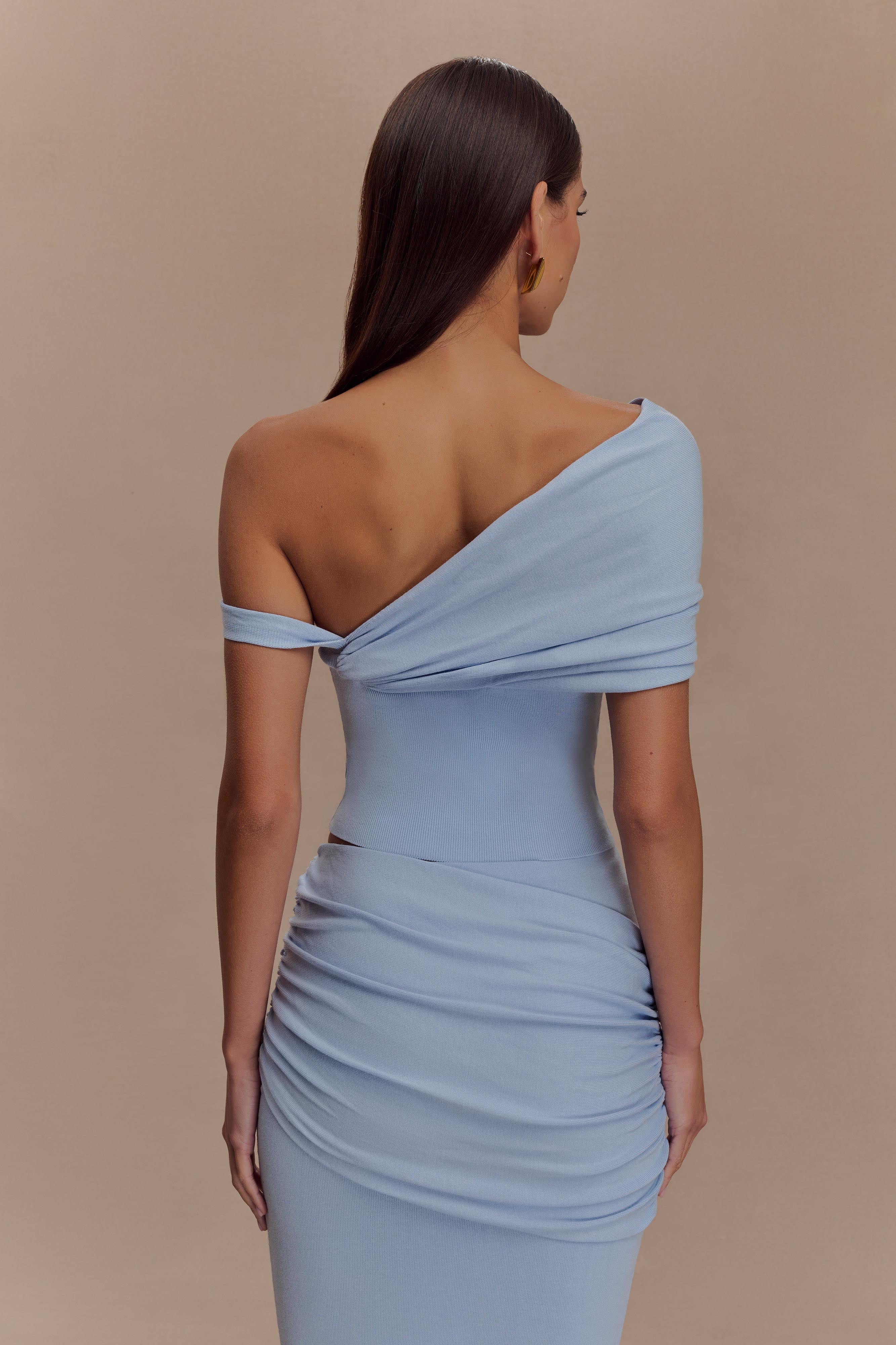 Irene Gathered Knit Top - Blue - Image 4