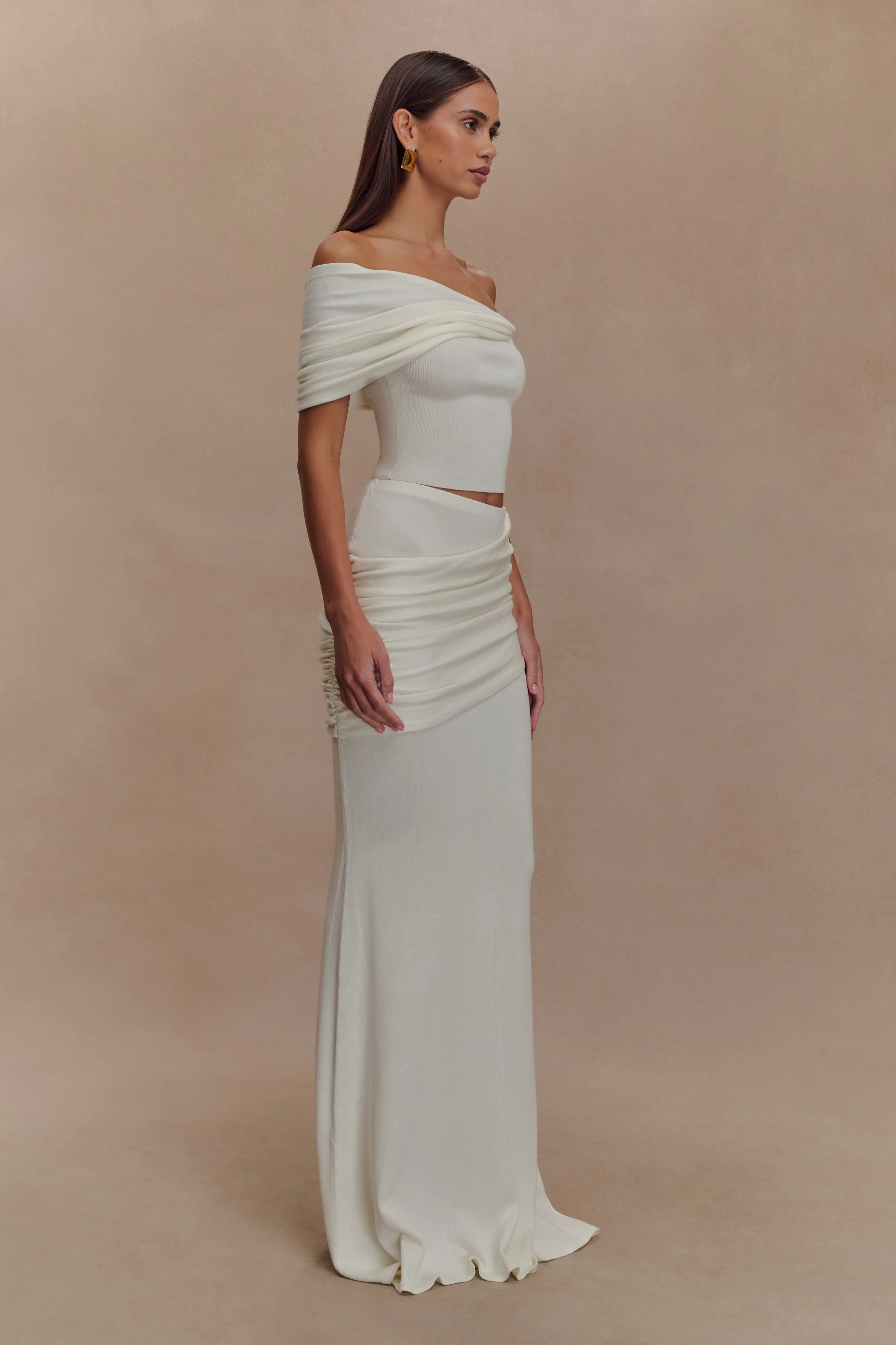 Irene Gathered Knit Top - Ivory - Image 3