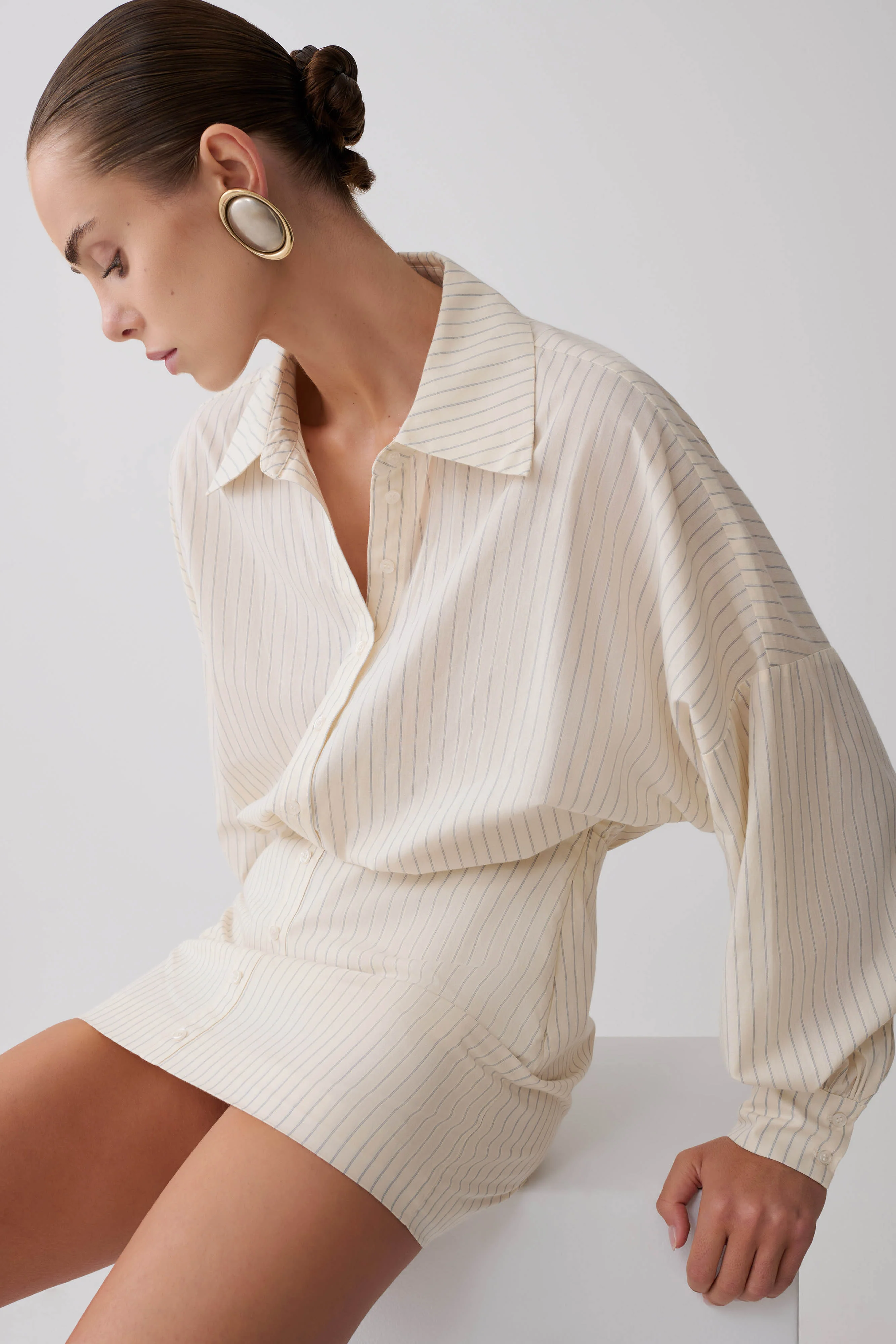 Ivy Oversize Shirt Mini Dress - Stripe - Image 4