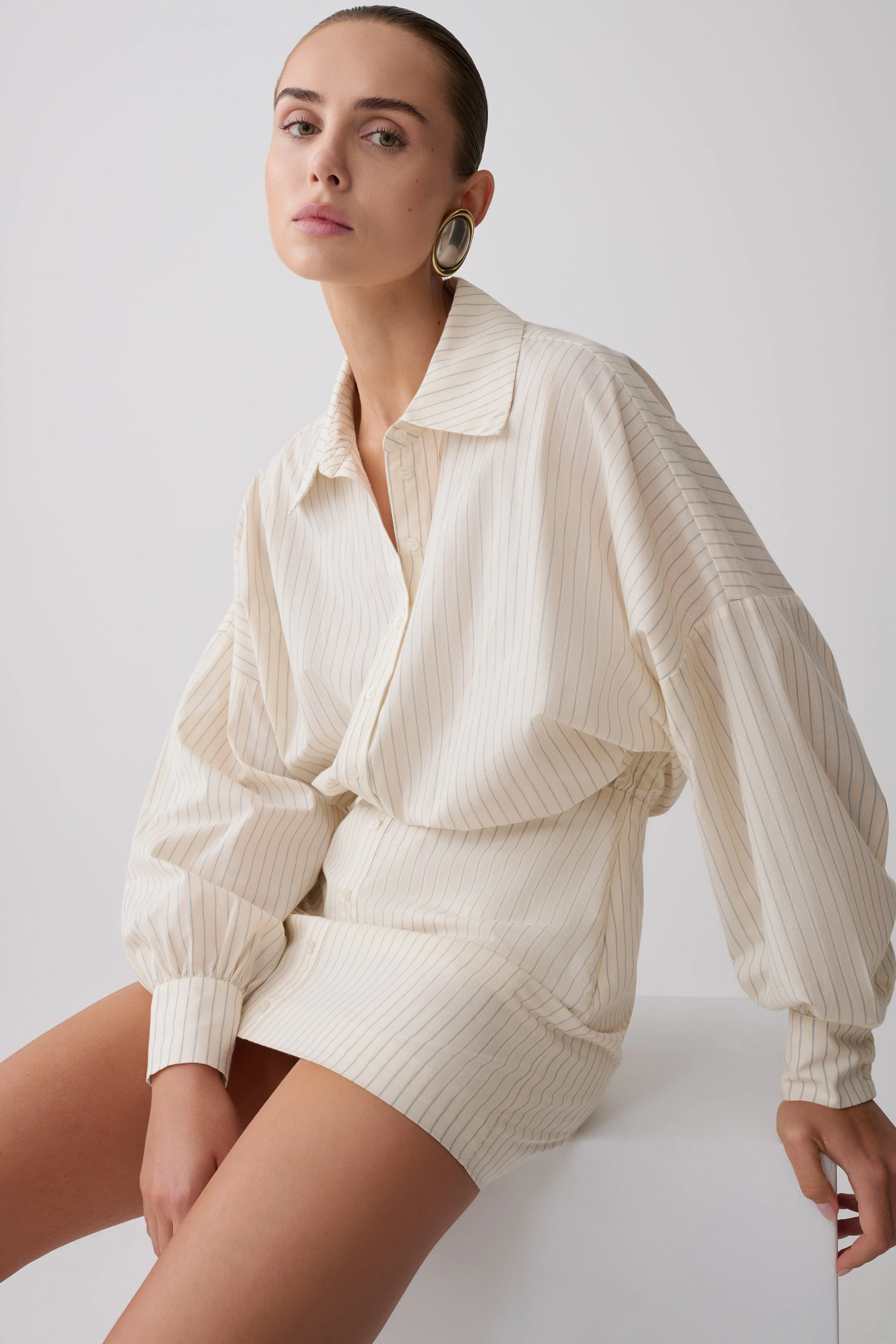 Ivy Oversize Shirt Mini Dress - Stripe - Image 8