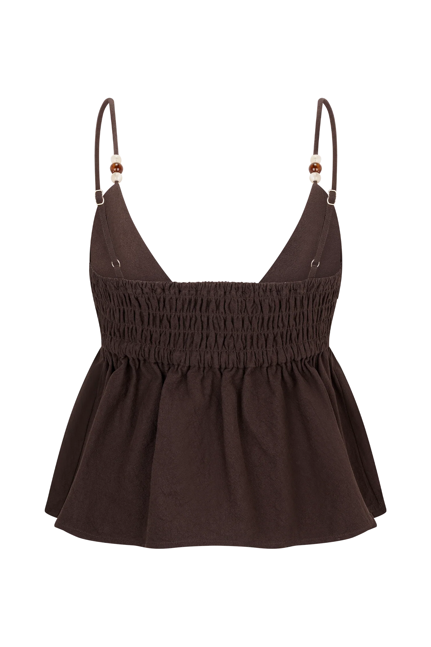 Janayia Cotton Beaded Top - Dark Espresso - Image 8