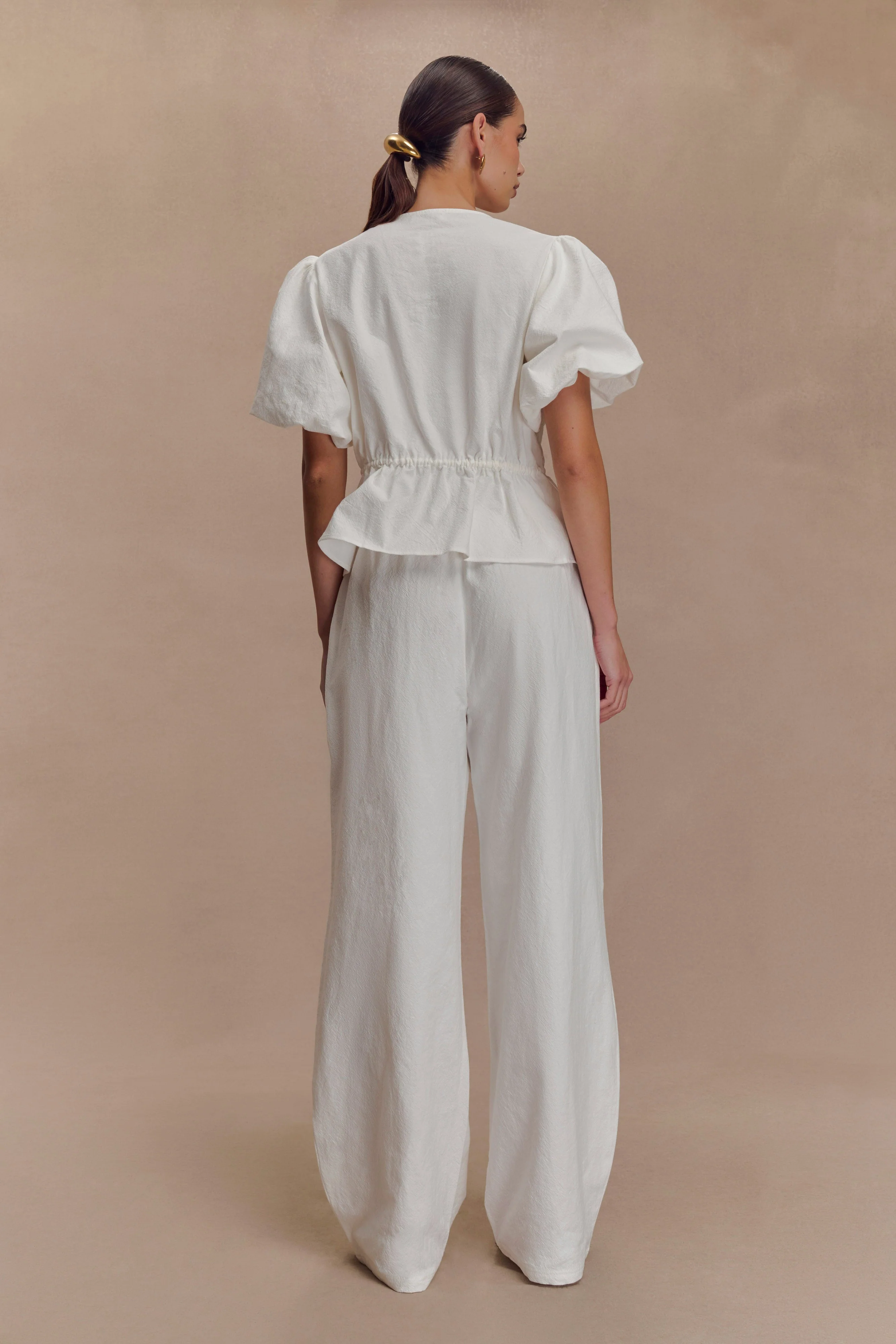 Janayia Cotton Wide Leg Pants - White - Image 5