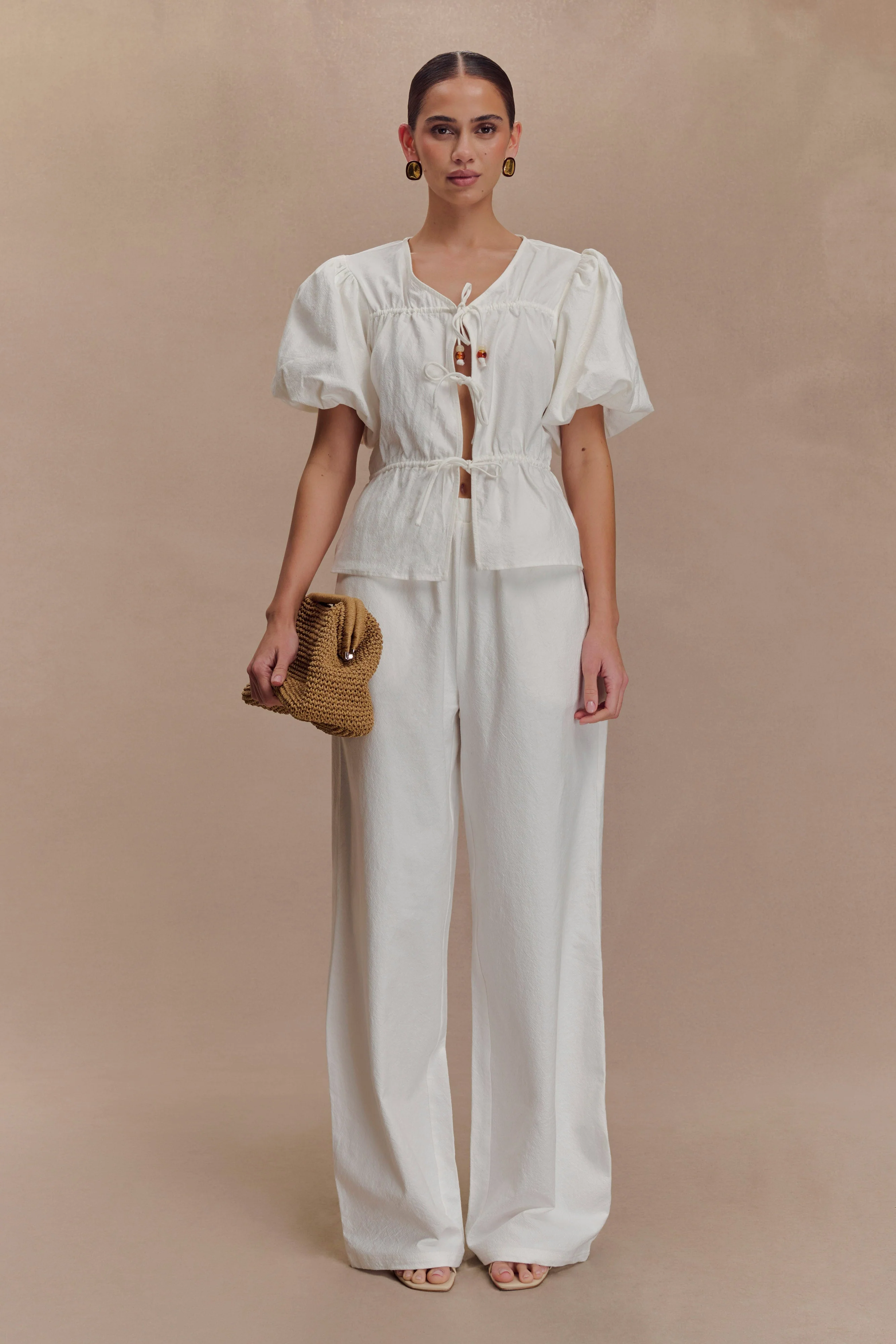 Janayia Cotton Wide Leg Pants - White - Image 6