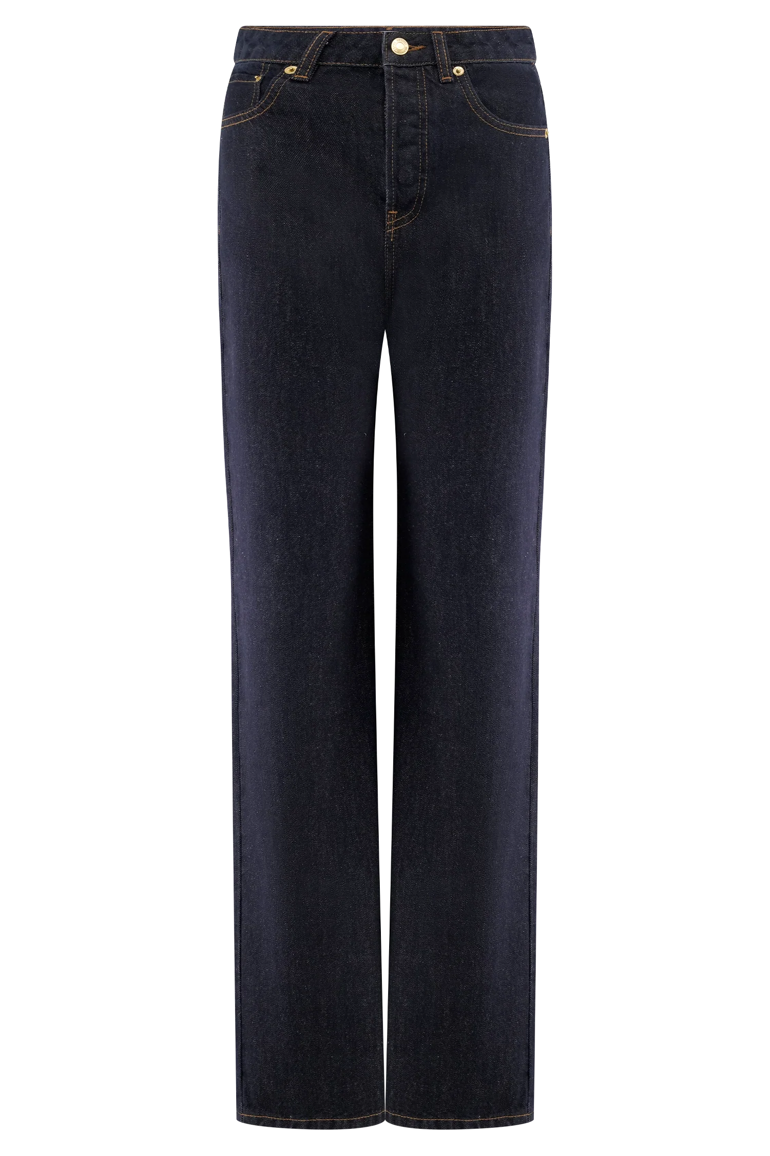 Janine High Waisted Straight Leg Jeans - Washed Indigo Blue - Image 9