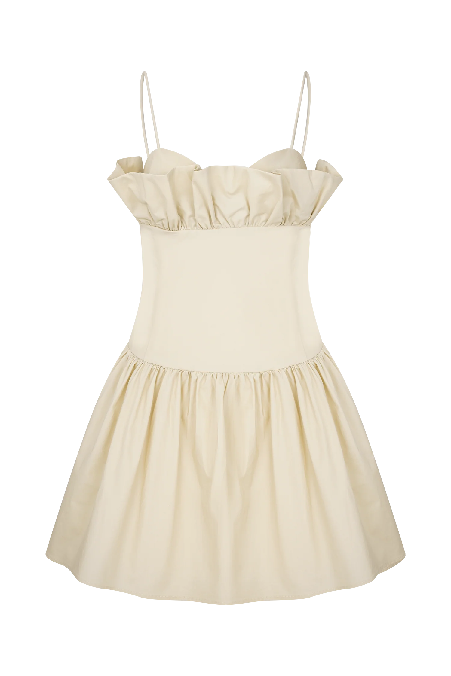 Janis Cotton Frill Mini Dress - Nude - Image 9