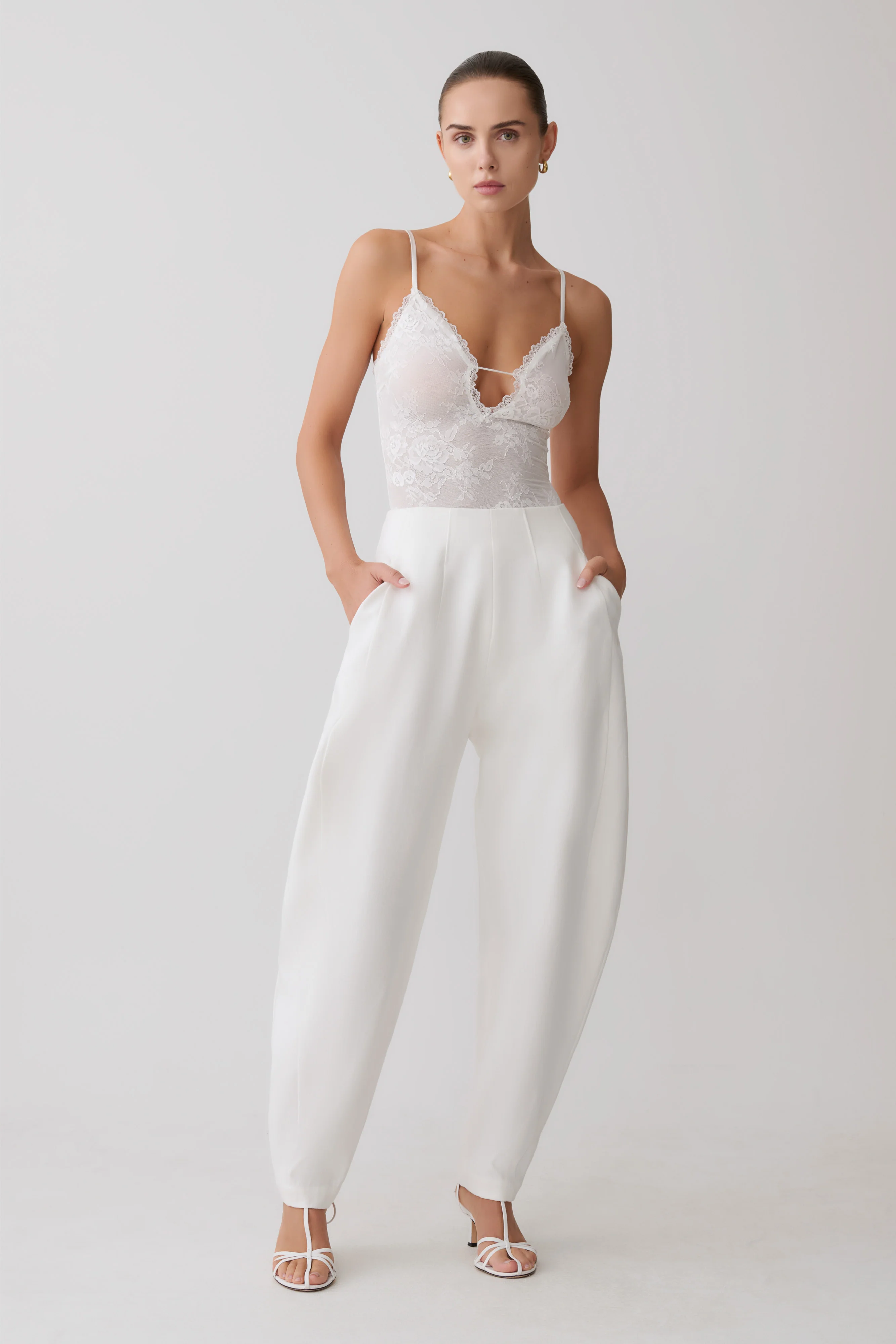 Jasper Plunge Lace Bodysuit - Ivory - Image 2