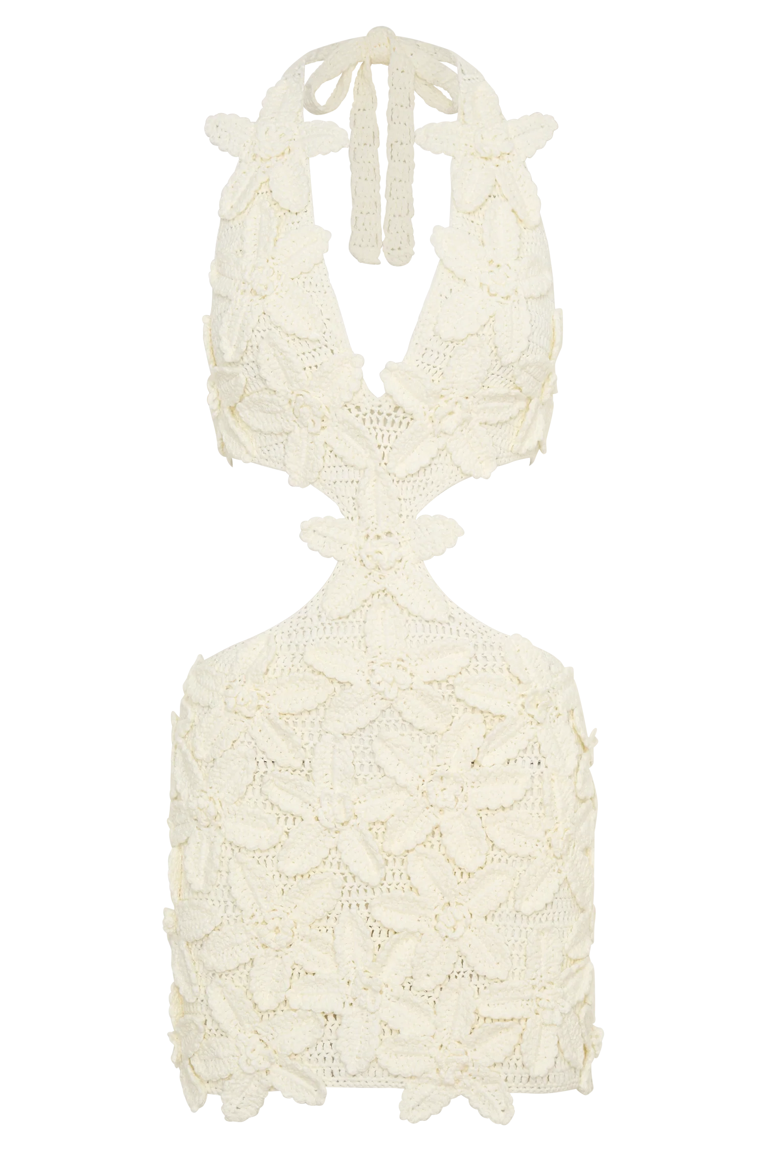 Jaylene Floral Crochet Mini Dress - White - Image 9