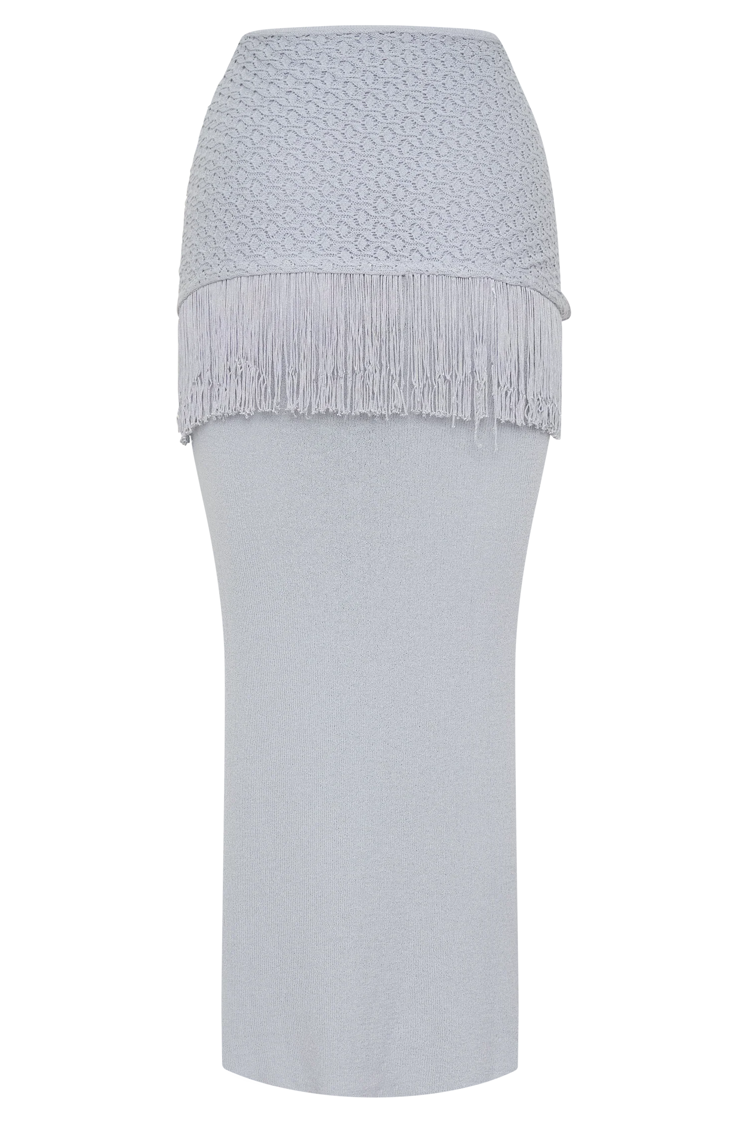 Jaytee Knit Maxi Skirt With Fringe Tie - Sky Blue - Image 10