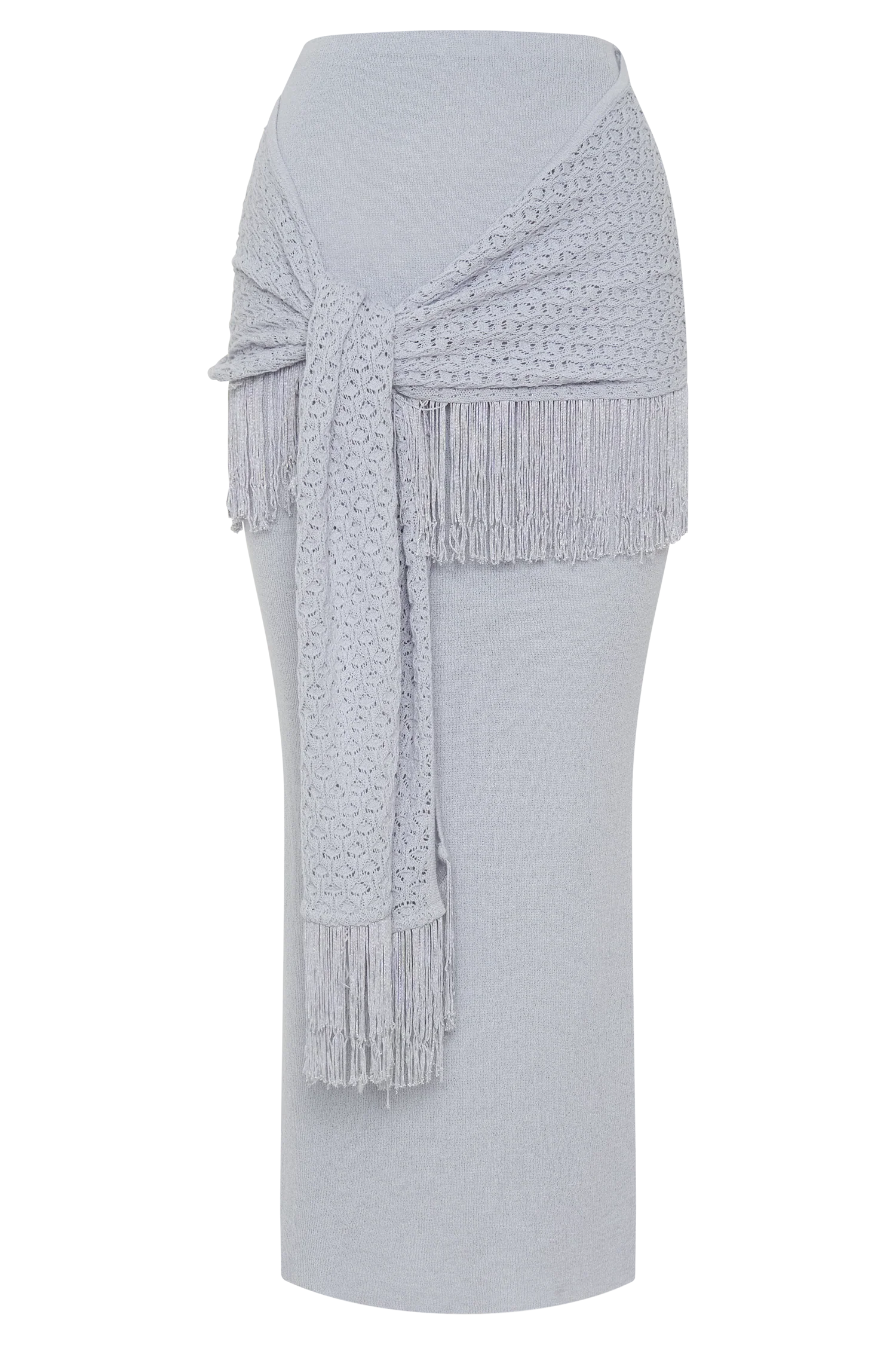 Jaytee Knit Maxi Skirt With Fringe Tie - Sky Blue - Image 11
