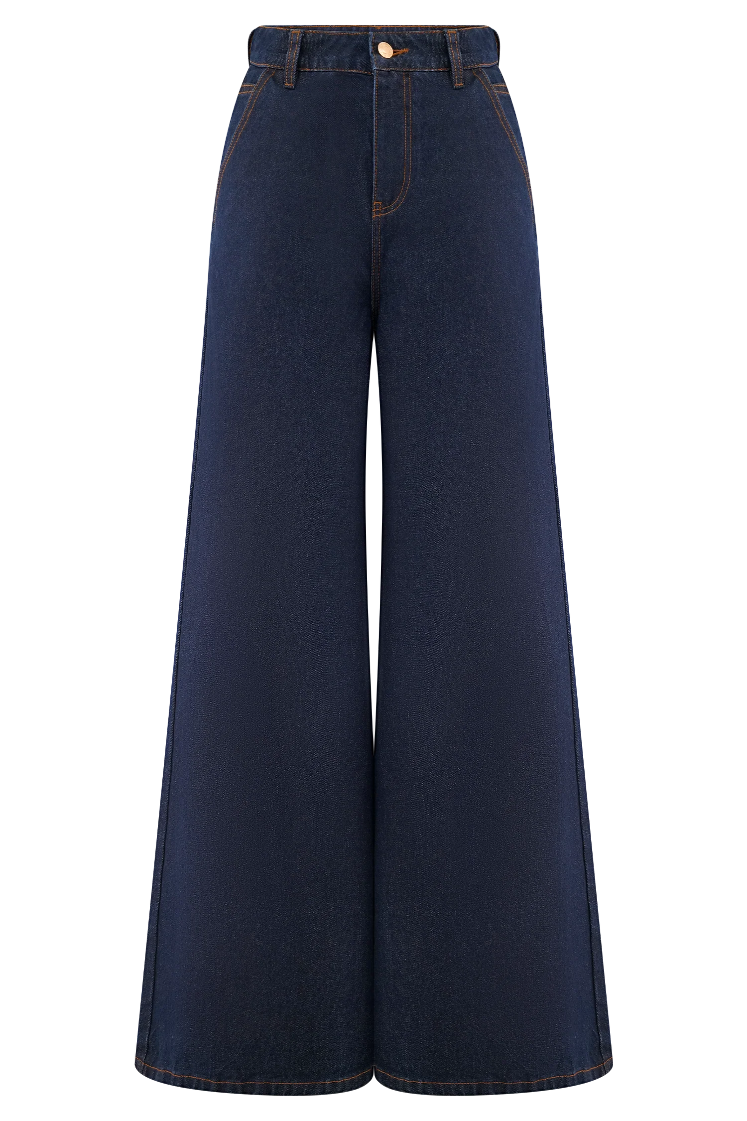 Jen Wide Leg Flare Denim Jeans - Indigo Blue - Image 9