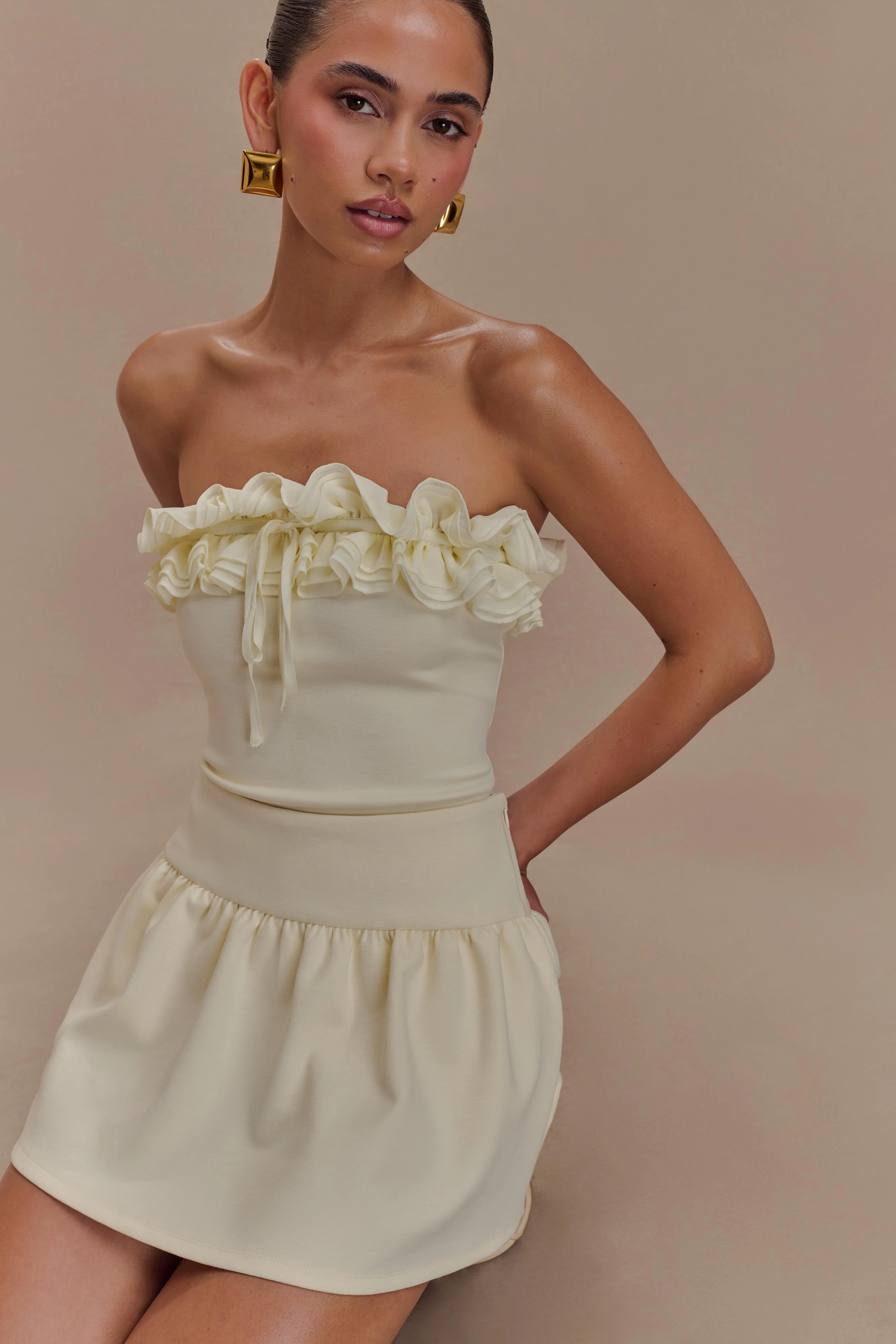 Jennie Ruffle Off Shoulder Top - Ivory - Image 3