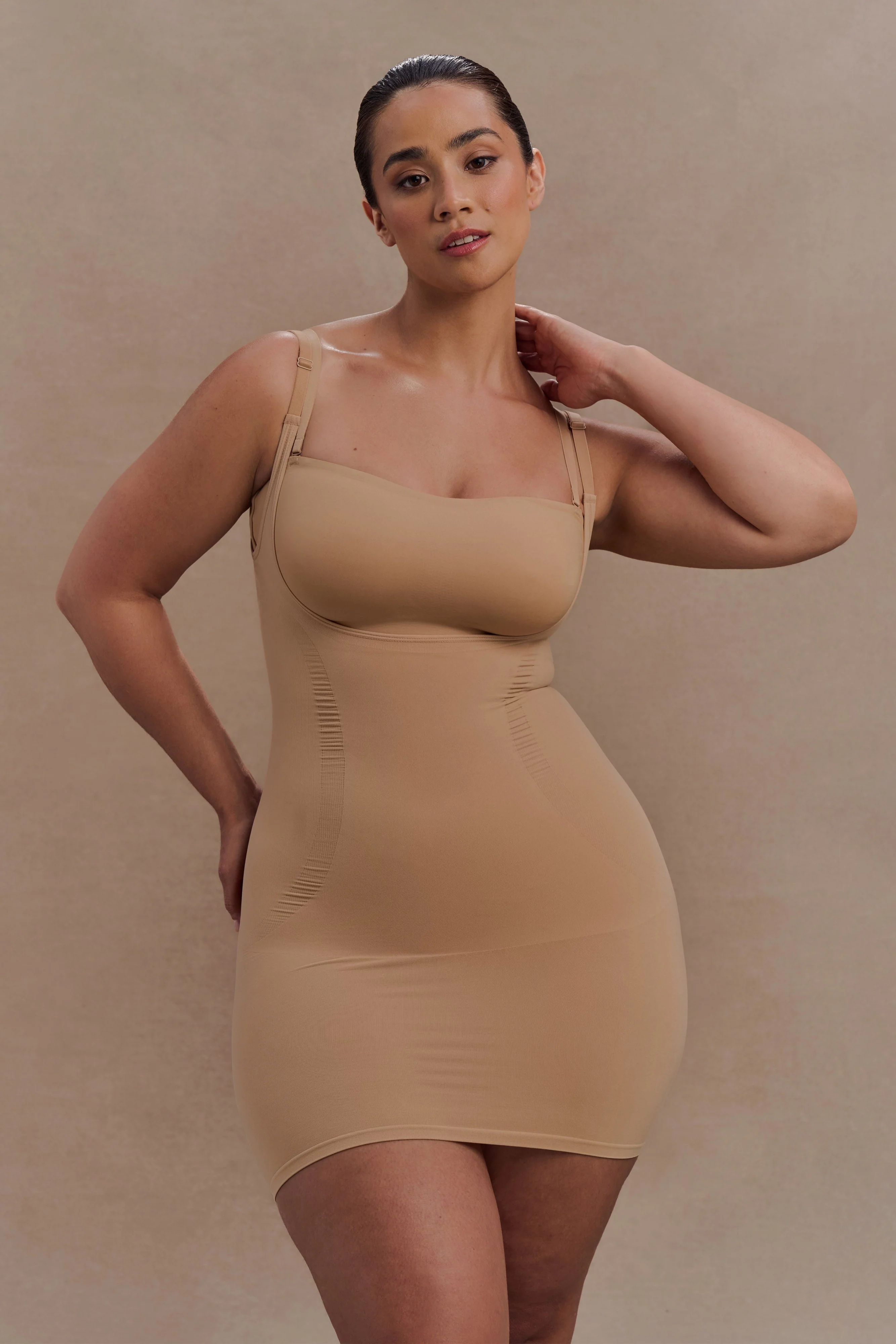 Jocelyn Backless Shapewear Mini Dress - Beige - Image 3