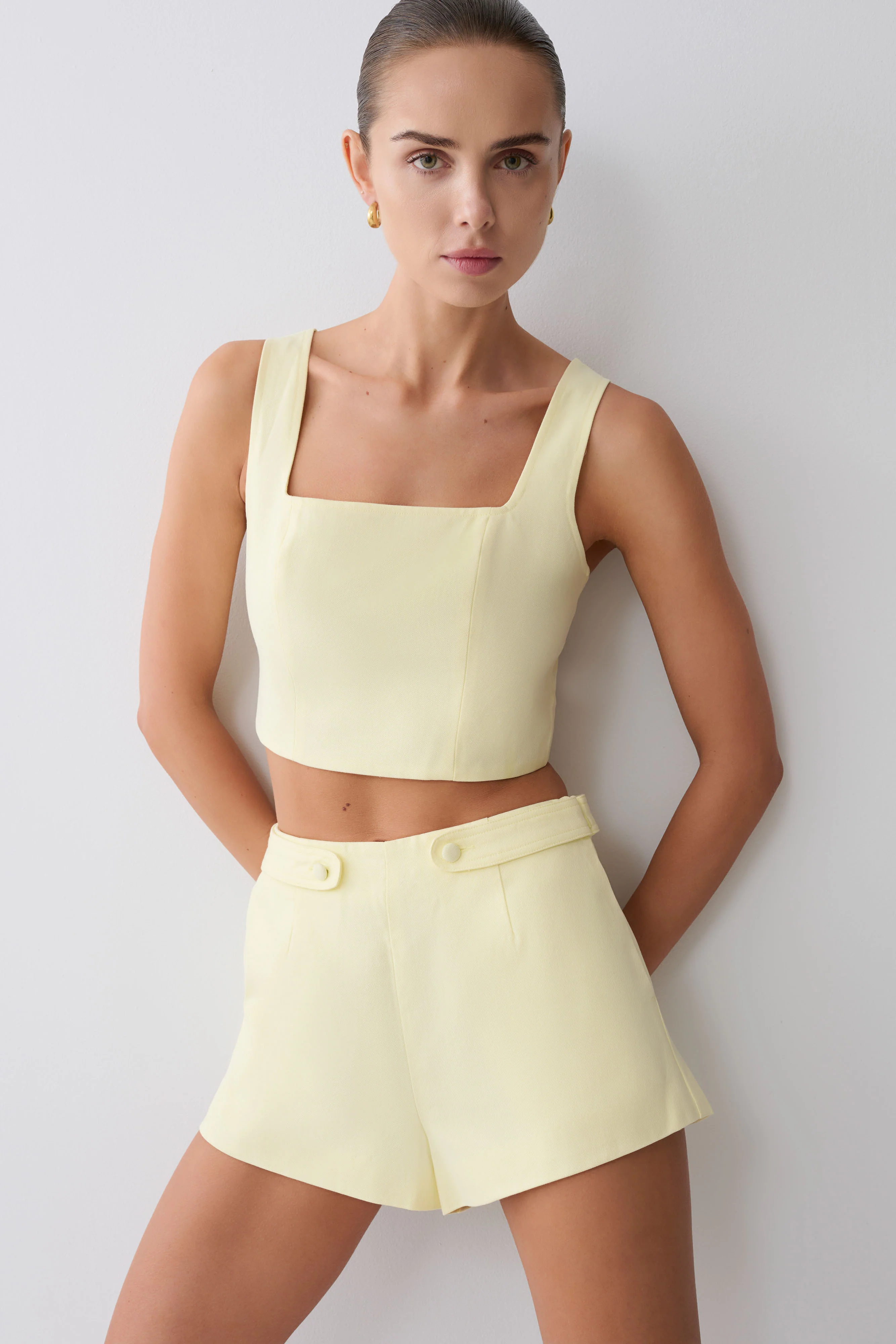 Josephine Cotton Shorts With Waistbands - Lemon - Image 9