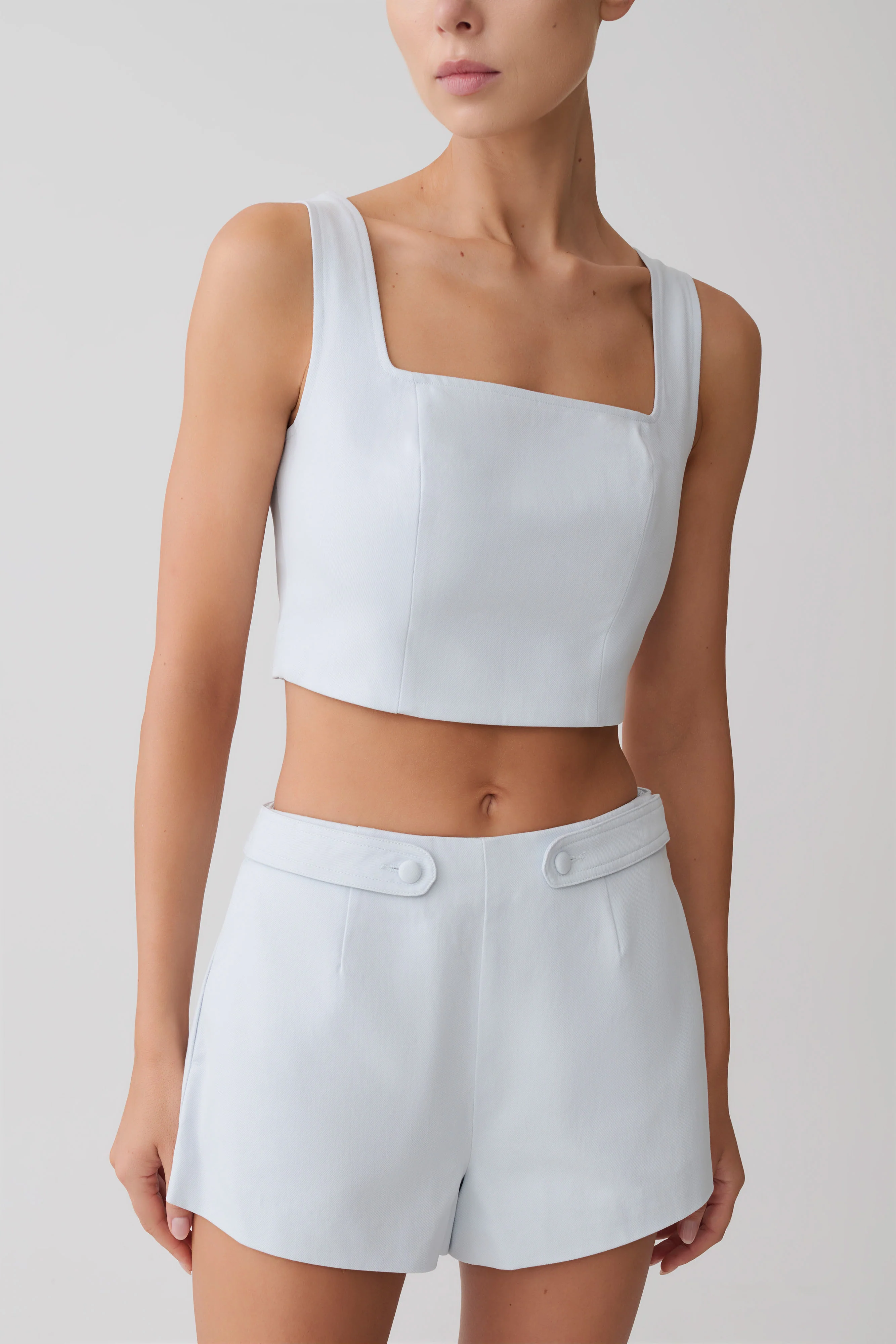 Josephine Crop Top With Open Back - Ice Blue - Image 3