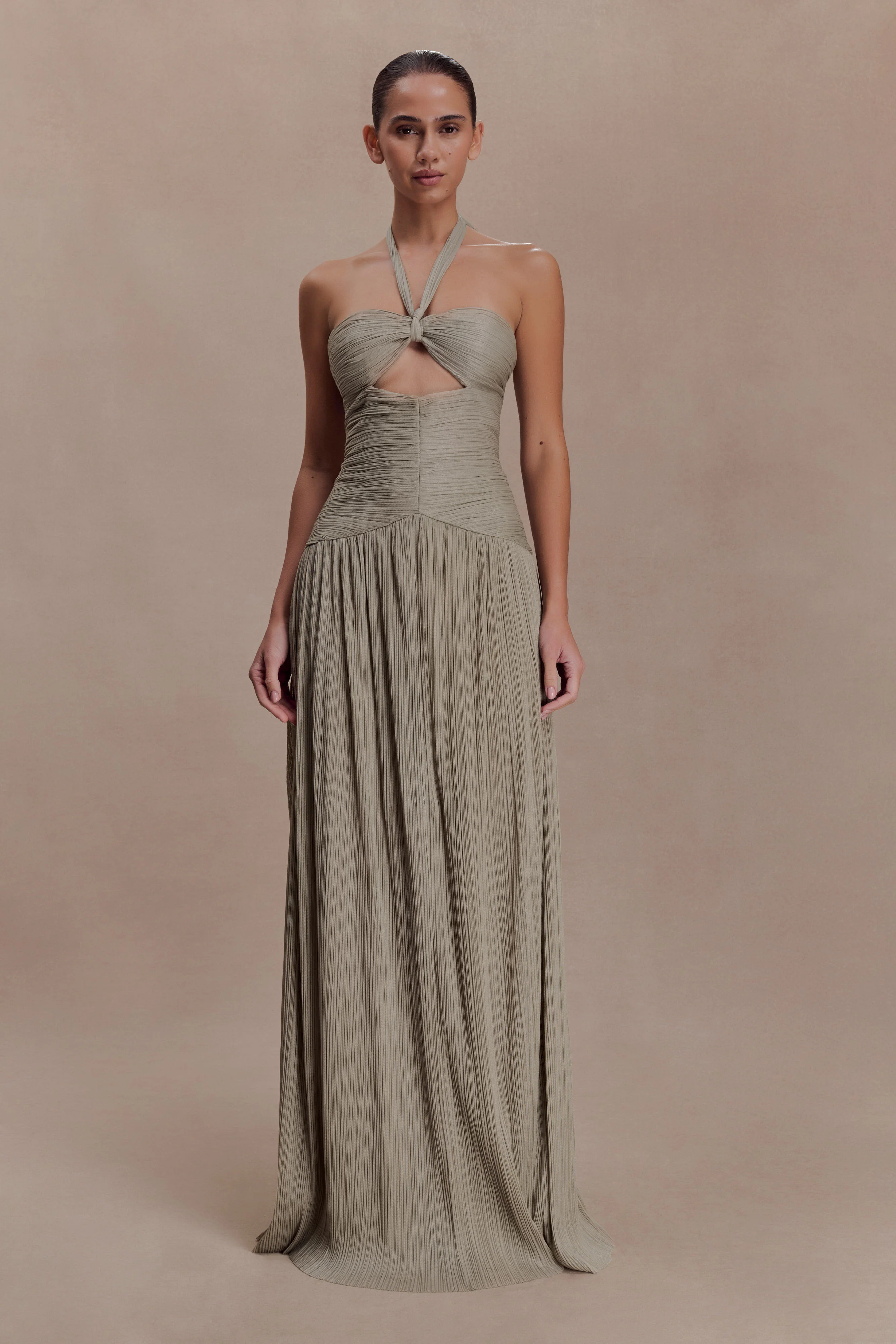 Juliette Pleated Chiffon Maxi Dress - Silver - Image 2