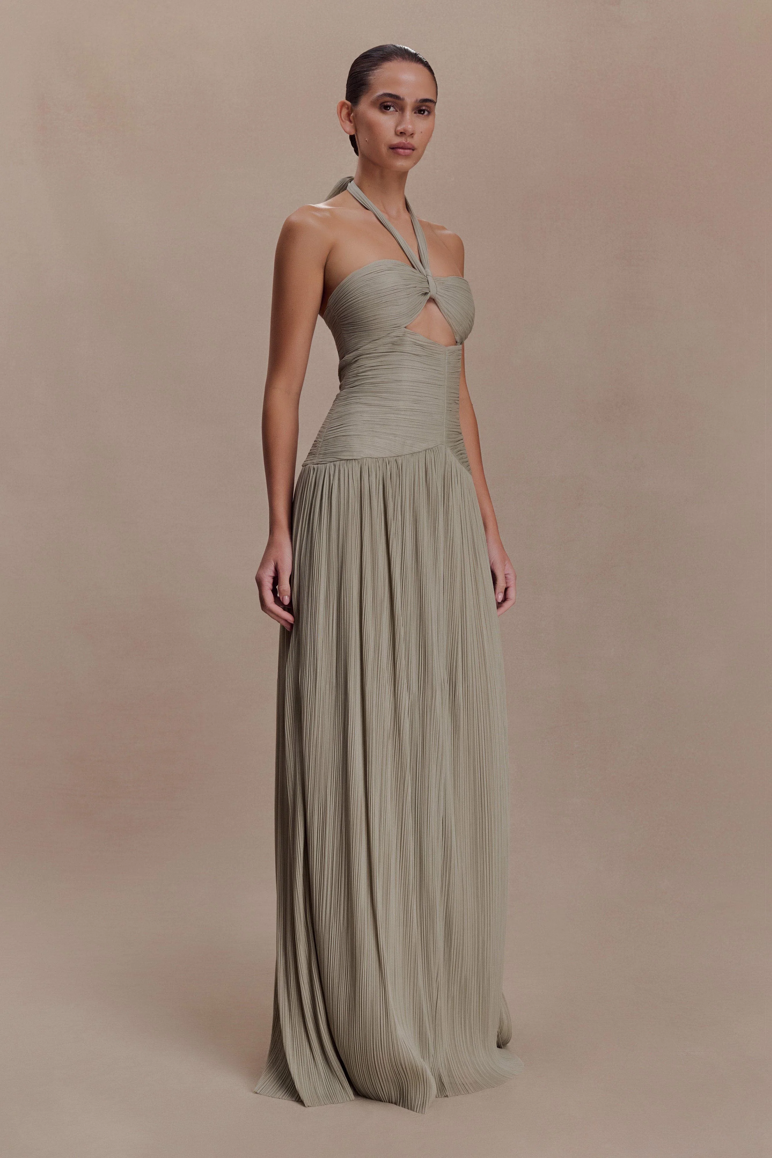 Juliette Pleated Chiffon Maxi Dress - Silver - Image 3