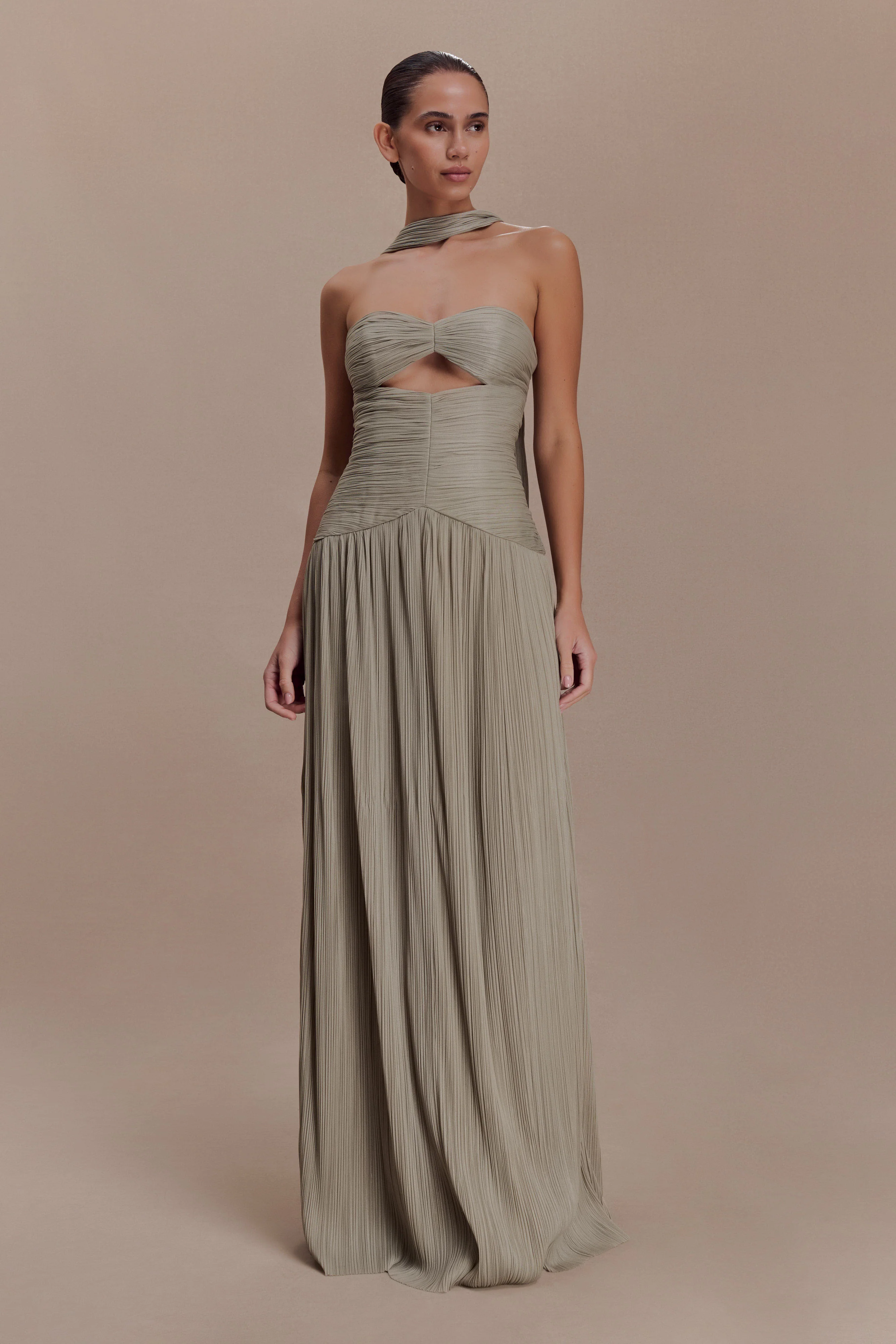 Juliette Pleated Chiffon Maxi Dress - Silver - Image 4