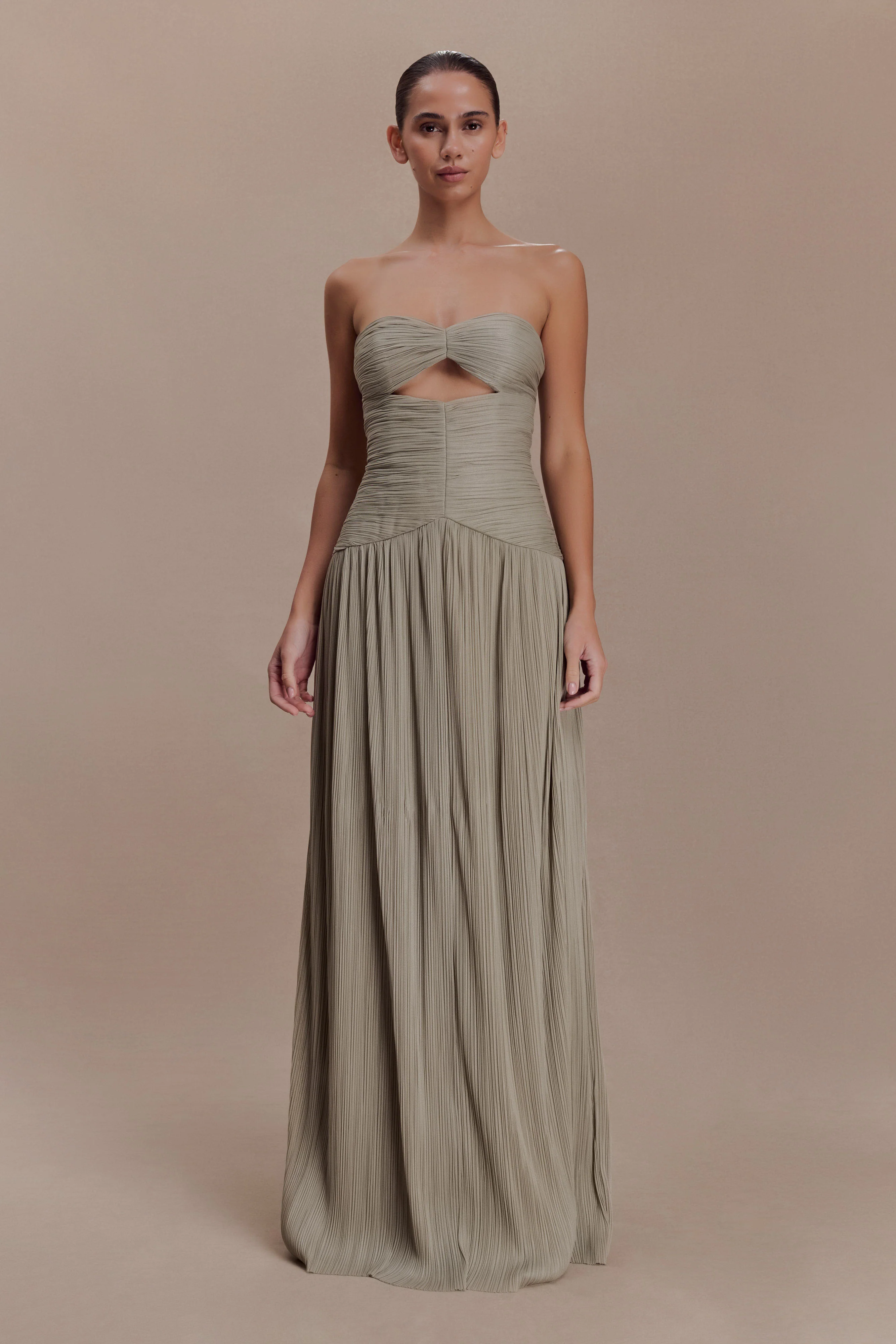 Juliette Pleated Chiffon Maxi Dress - Silver - Image 5