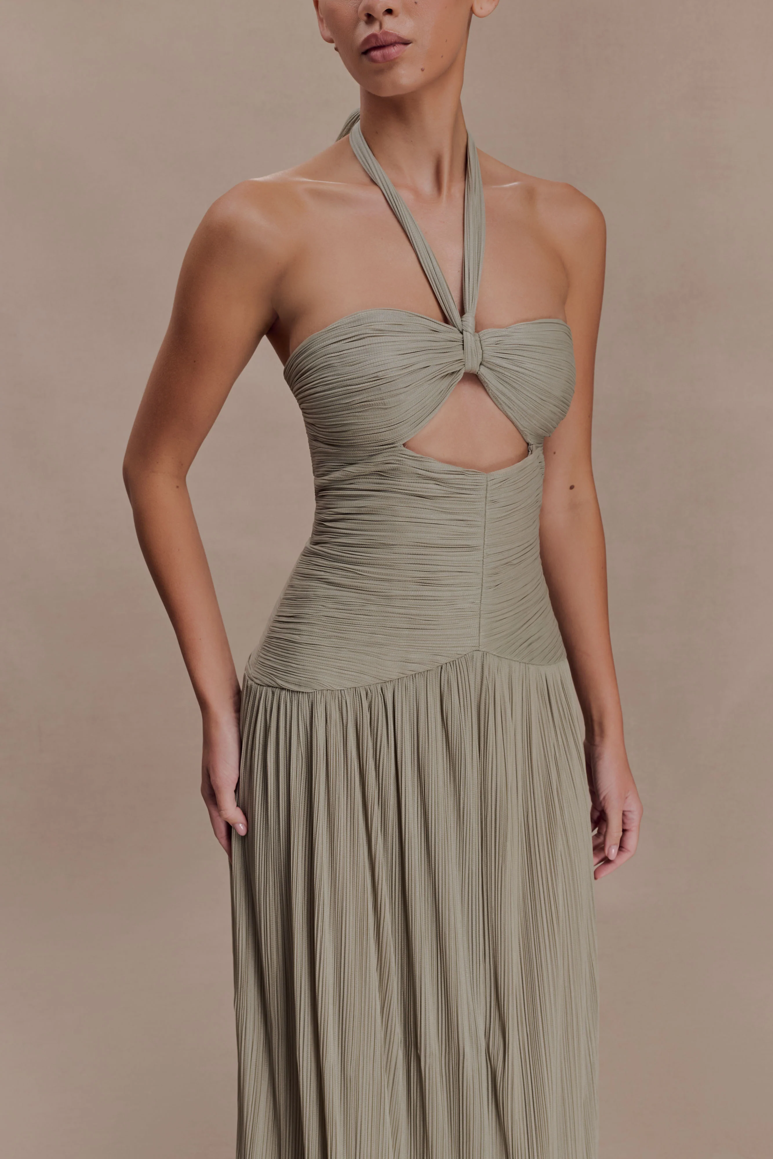 Juliette Pleated Chiffon Maxi Dress - Silver - Image 7