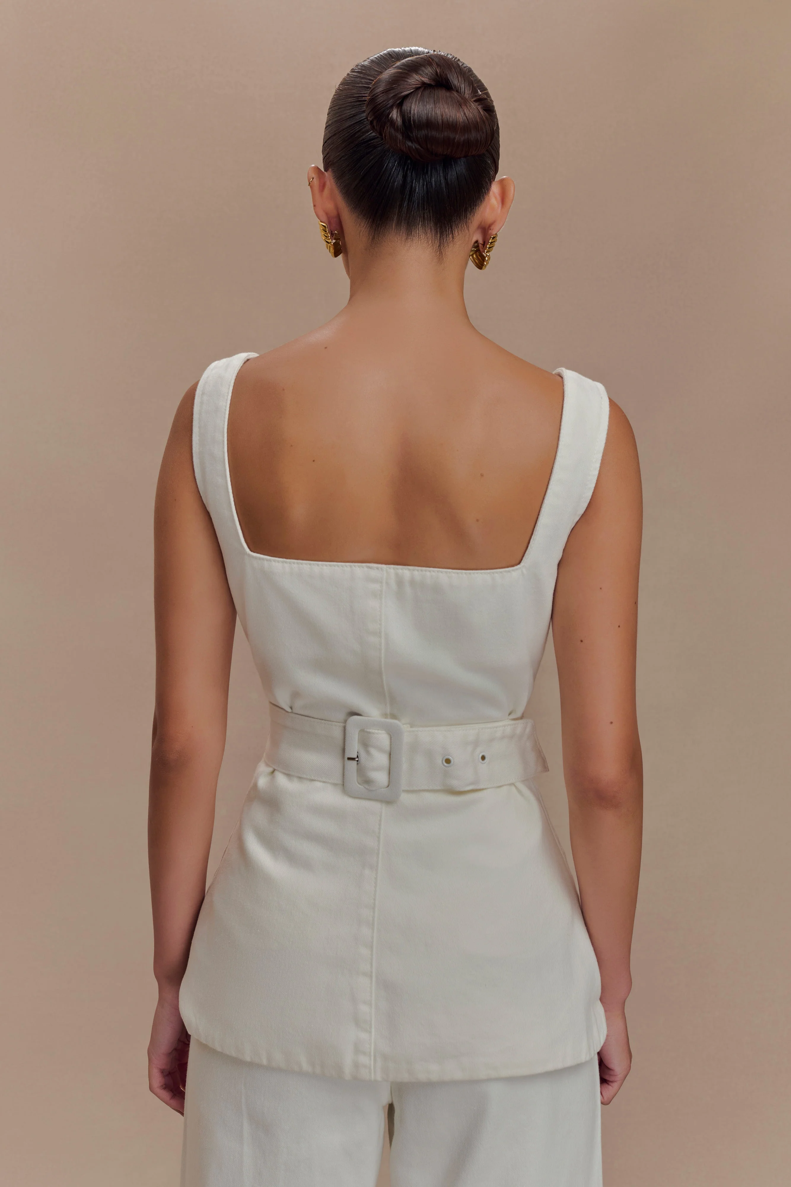Kaitlyn Square Neck Long Line Top - White - Image 2