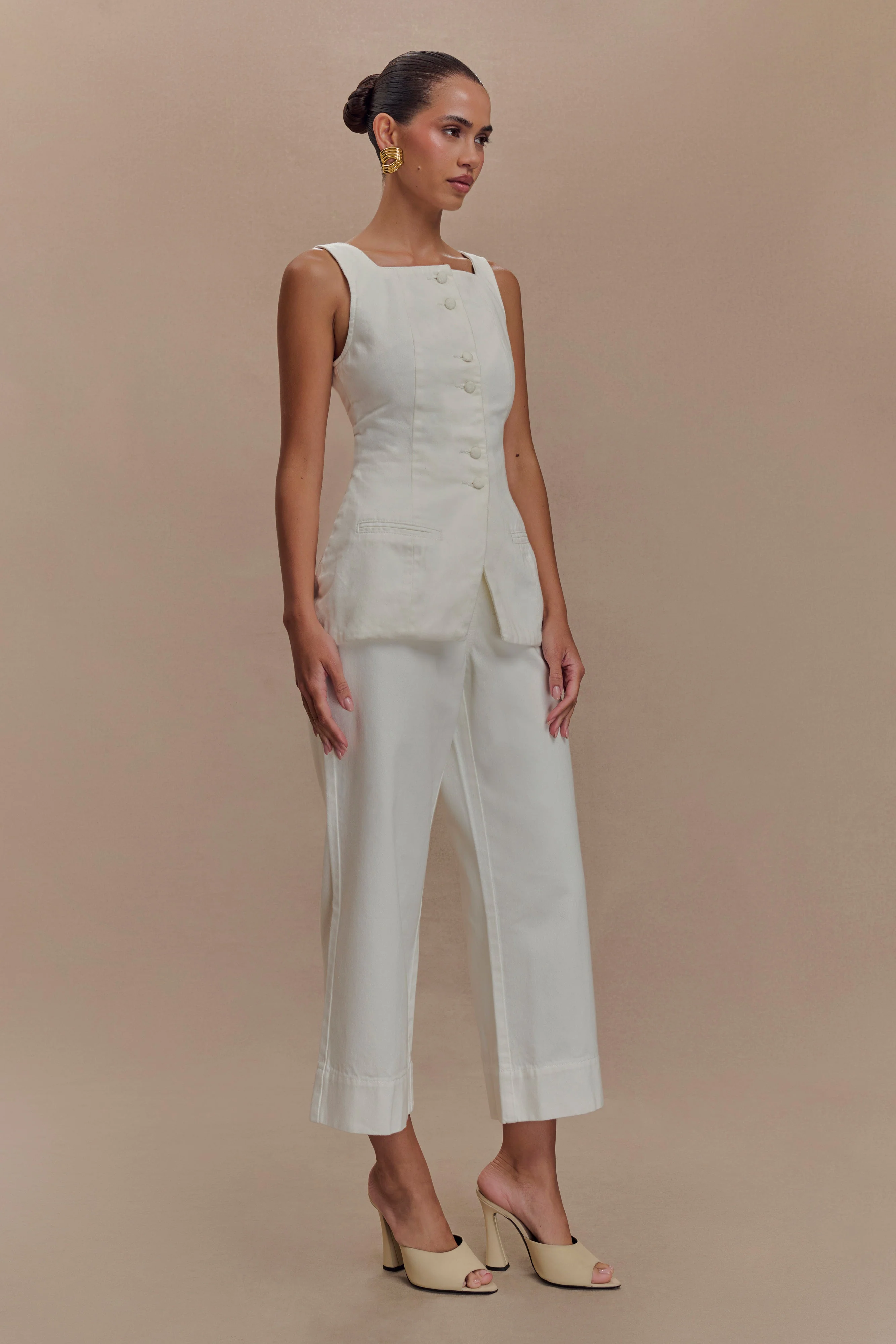 Kaitlyn Square Neck Long Line Top - White - Image 4