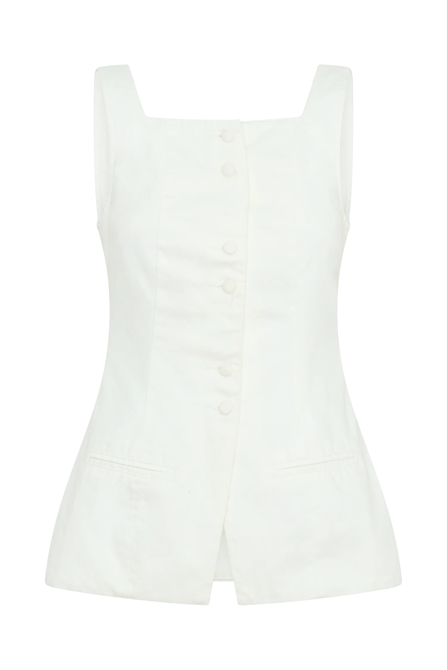 Kaitlyn Square Neck Long Line Top - White - Image 7